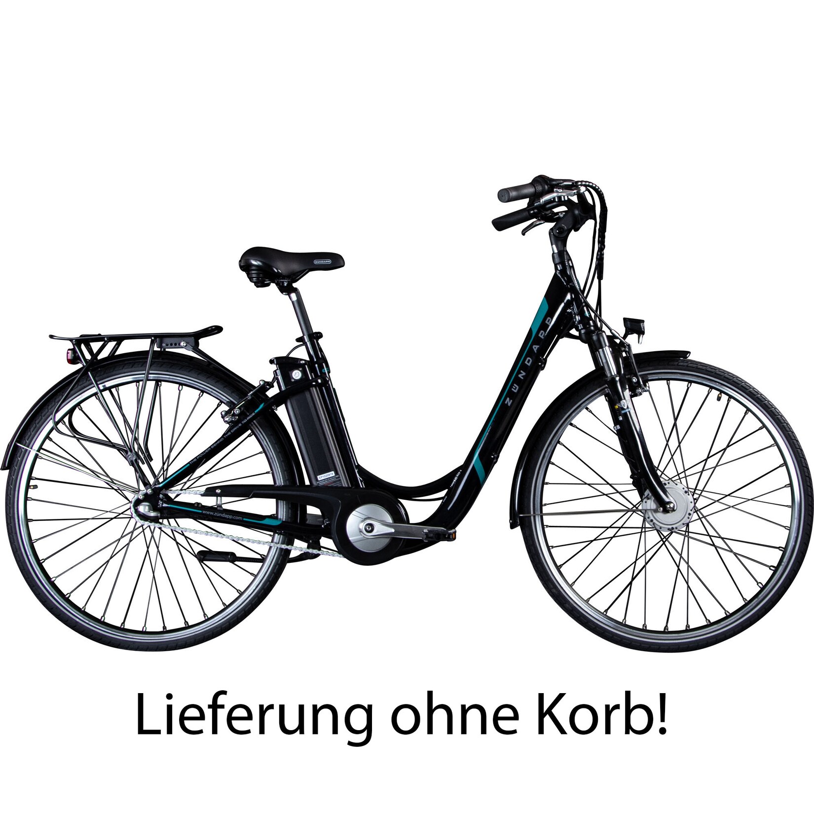 Zündapp Z510 E Bike 28 Zoll Damenfahrrad ab 155 cm mit 3 Gang Nabenschaltung und Rücktrittbremse schwarz/türkis | 04260582293757
