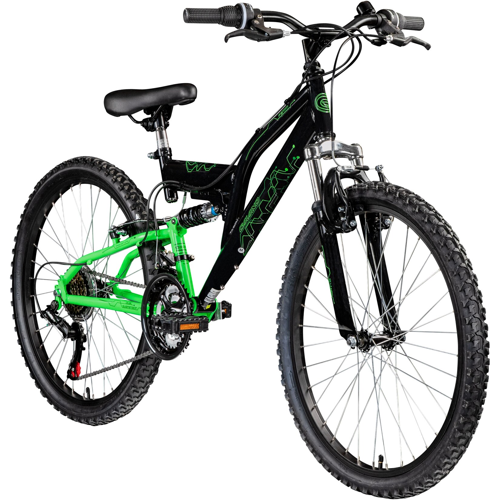 Galano FS180 Jugendfahrrad 24 Zoll Mountainbike 130 - 145 cm 18 Gänge Mädchen Jungen Fahrrad ab 8 Jahre MTB Fully Jugendrad V-Brakes