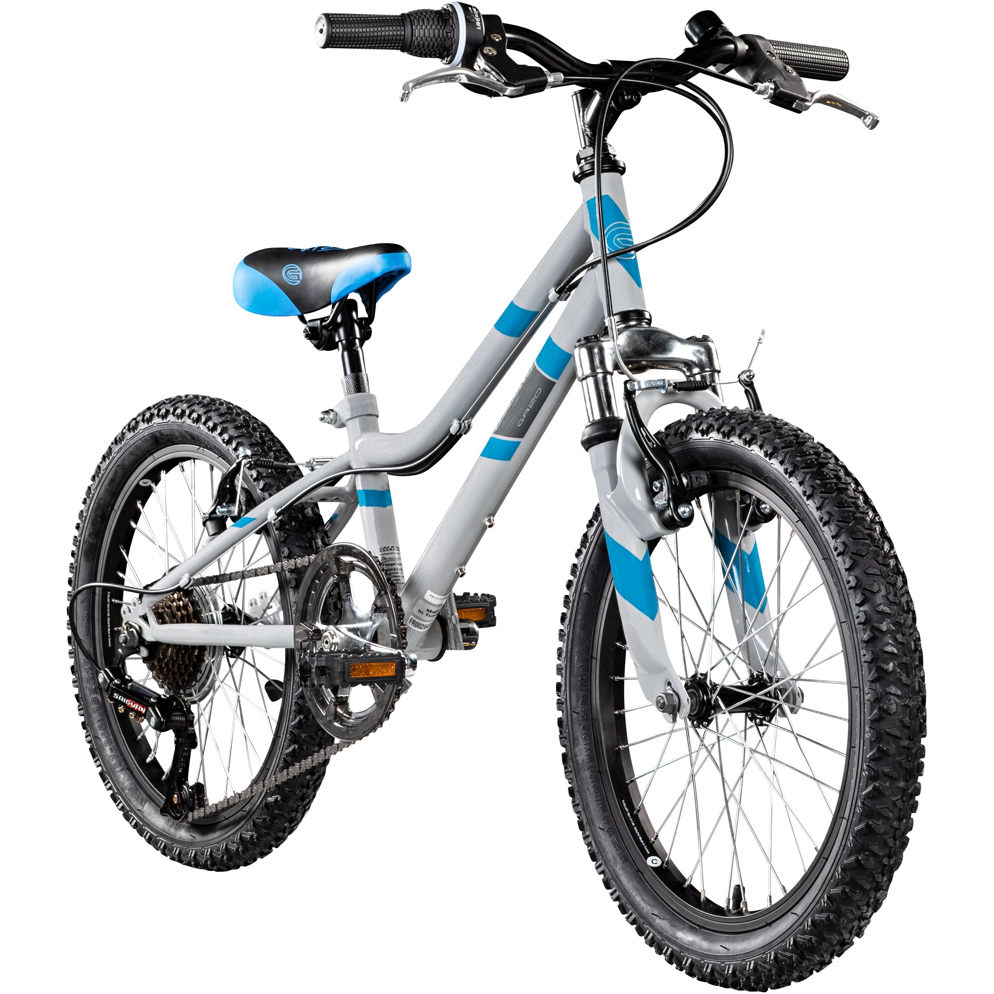 Galano GA20 Kinderfahrrad 18 Zoll ab 5 Jahre 115 - 130 cm M&auml;dchen Jungen Fahrrad Mountainbike grau/blau - Bild 1