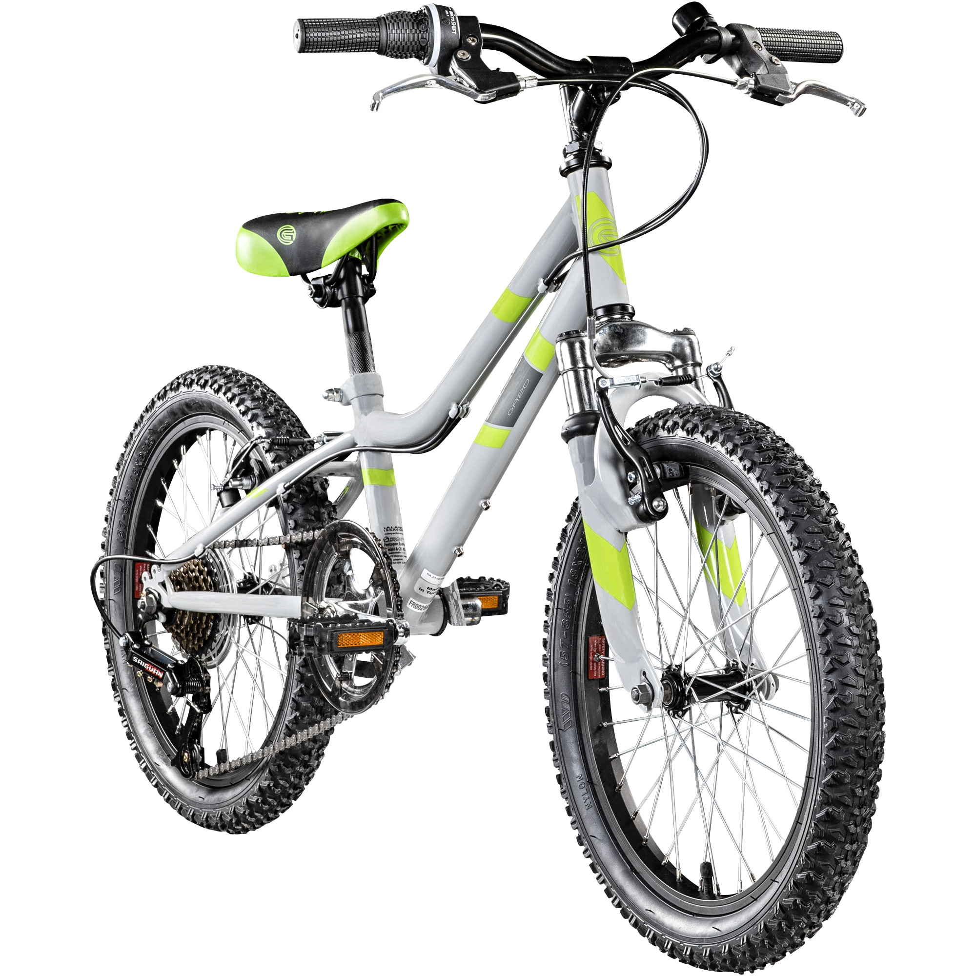Galano GA20 Kinderfahrrad 18 Zoll ab 5 Jahre 115 - 130 cm M&auml;dchen Jungen Fahrrad Mountainbike grau/gr&uuml;n - Bild 1