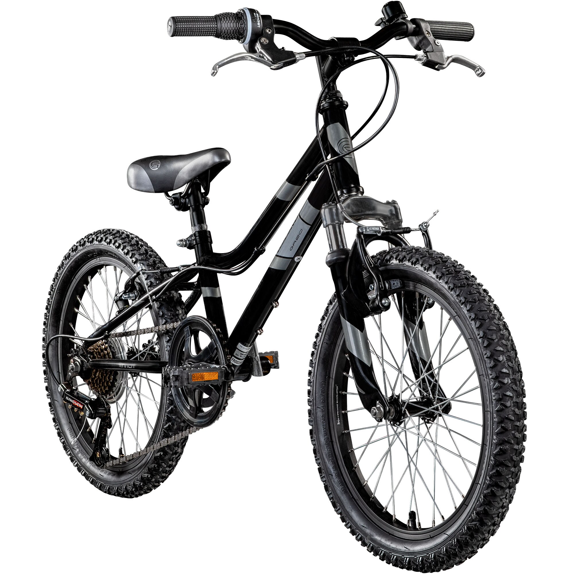 Galano GA20 Kinderfahrrad 18 Zoll ab 5 Jahre 115 - 130 cm M&auml;dchen Jungen Fahrrad Mountainbike schwarz/grau - Bild 1
