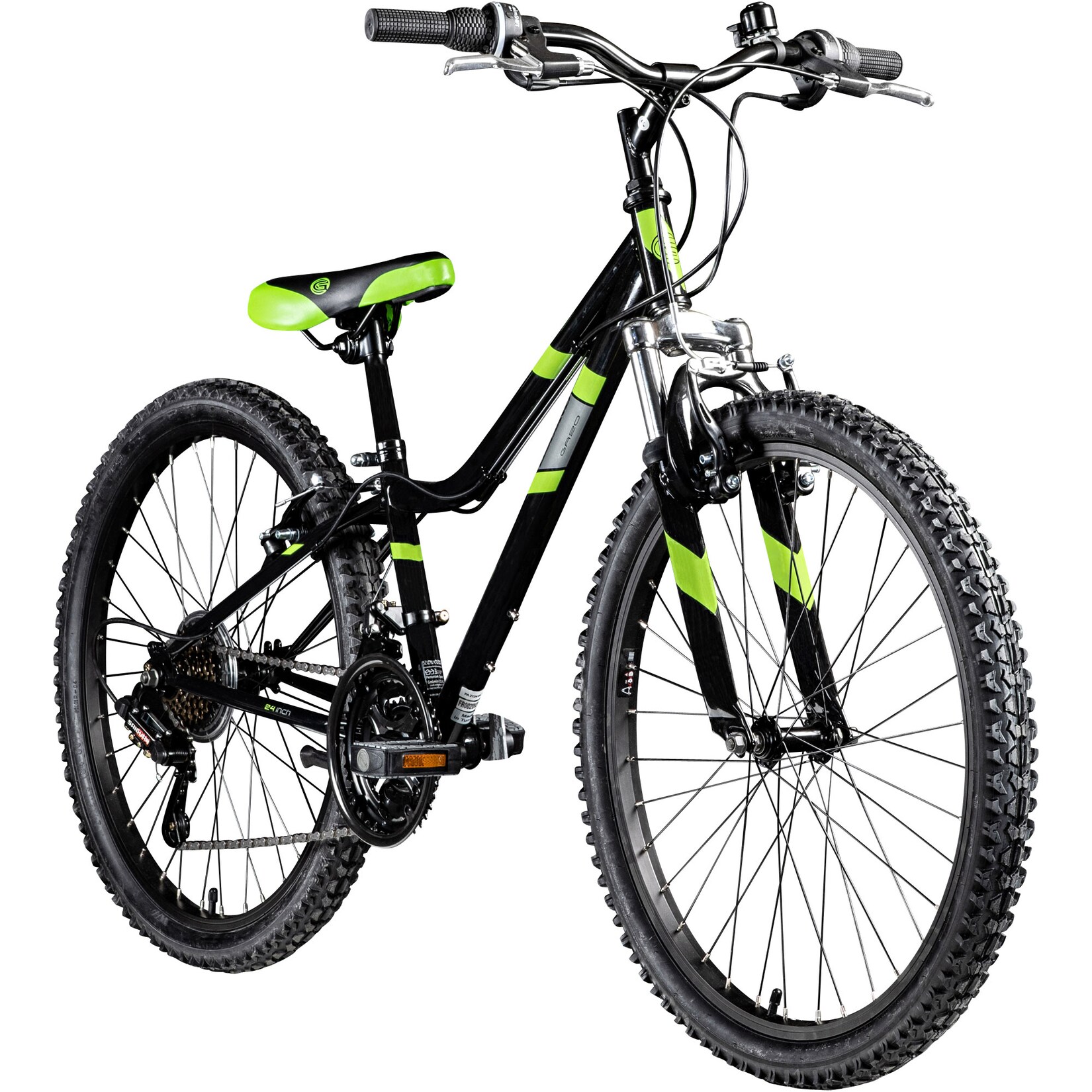 Galano GA20 Jugendfahrrad 24 Zoll Mountainbike ab 8 Jahre 130 – 145 cm 21 Gänge schwarz/grün | 04250845940924