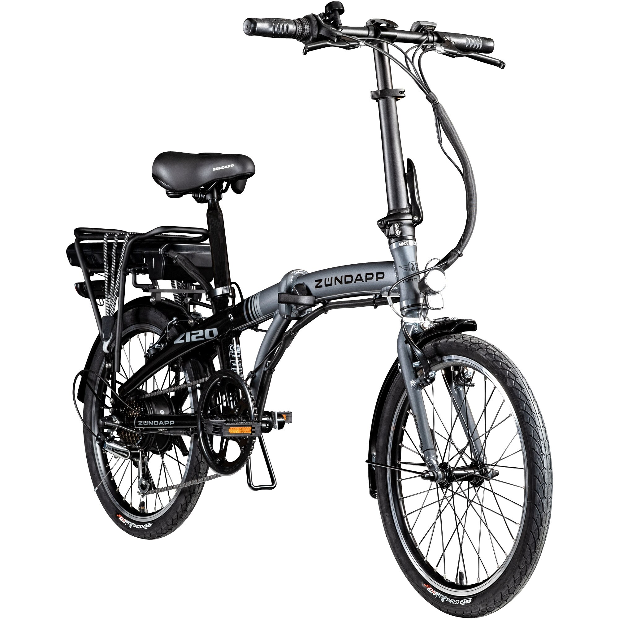 Z&uuml;ndapp Z120 20 Zoll E Bike Faltrad f&uuml;r Damen Herren 150 - 185 cm E Klapprad schwarz grau - Bild 1
