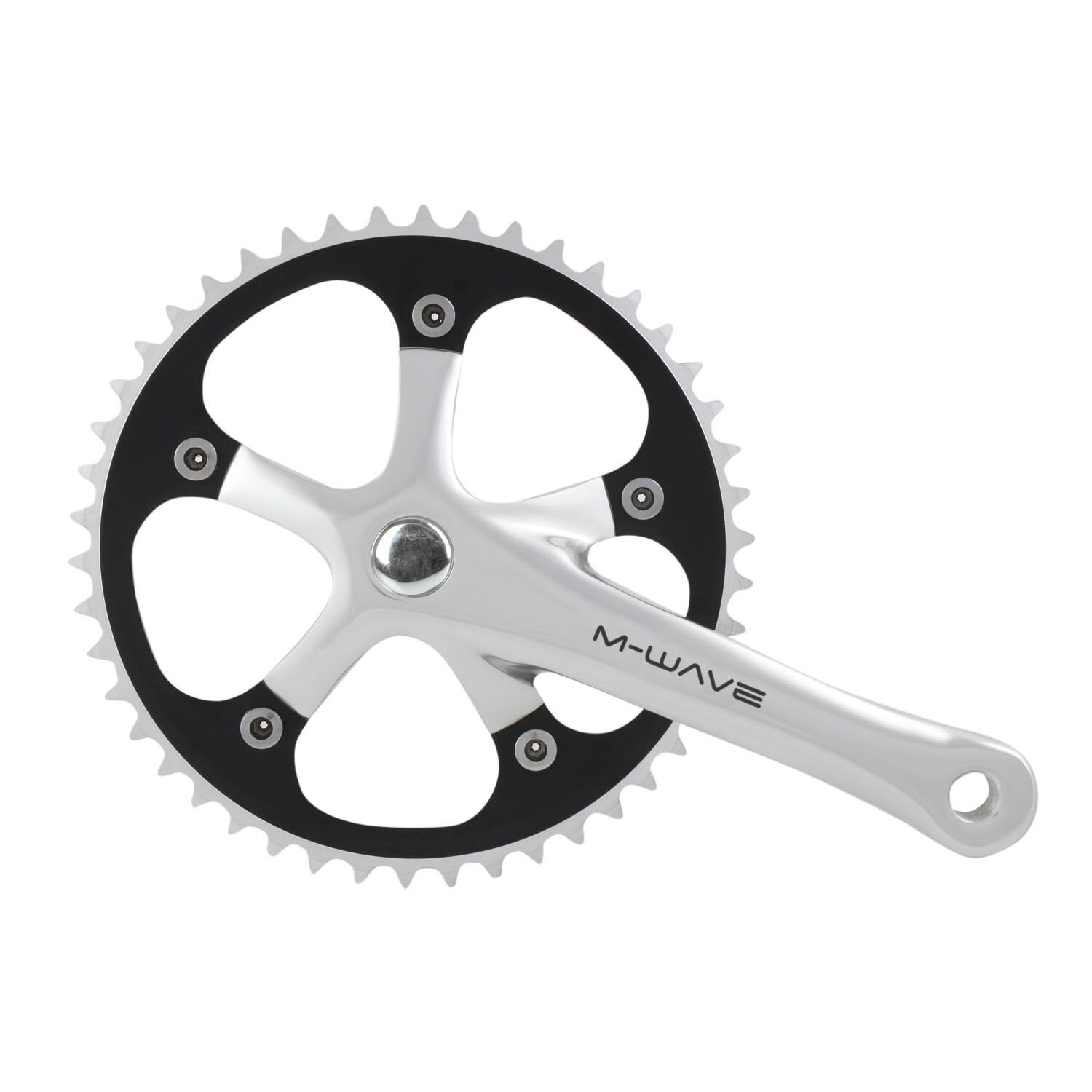 M-Wave 1-fach Kurbelgarnitur Kurbel 44 46 Zähne 165 mm JIS Vierkant Tretkurbel Fahrradkurbel Kettenradgarnitur Singlespeed Fixie