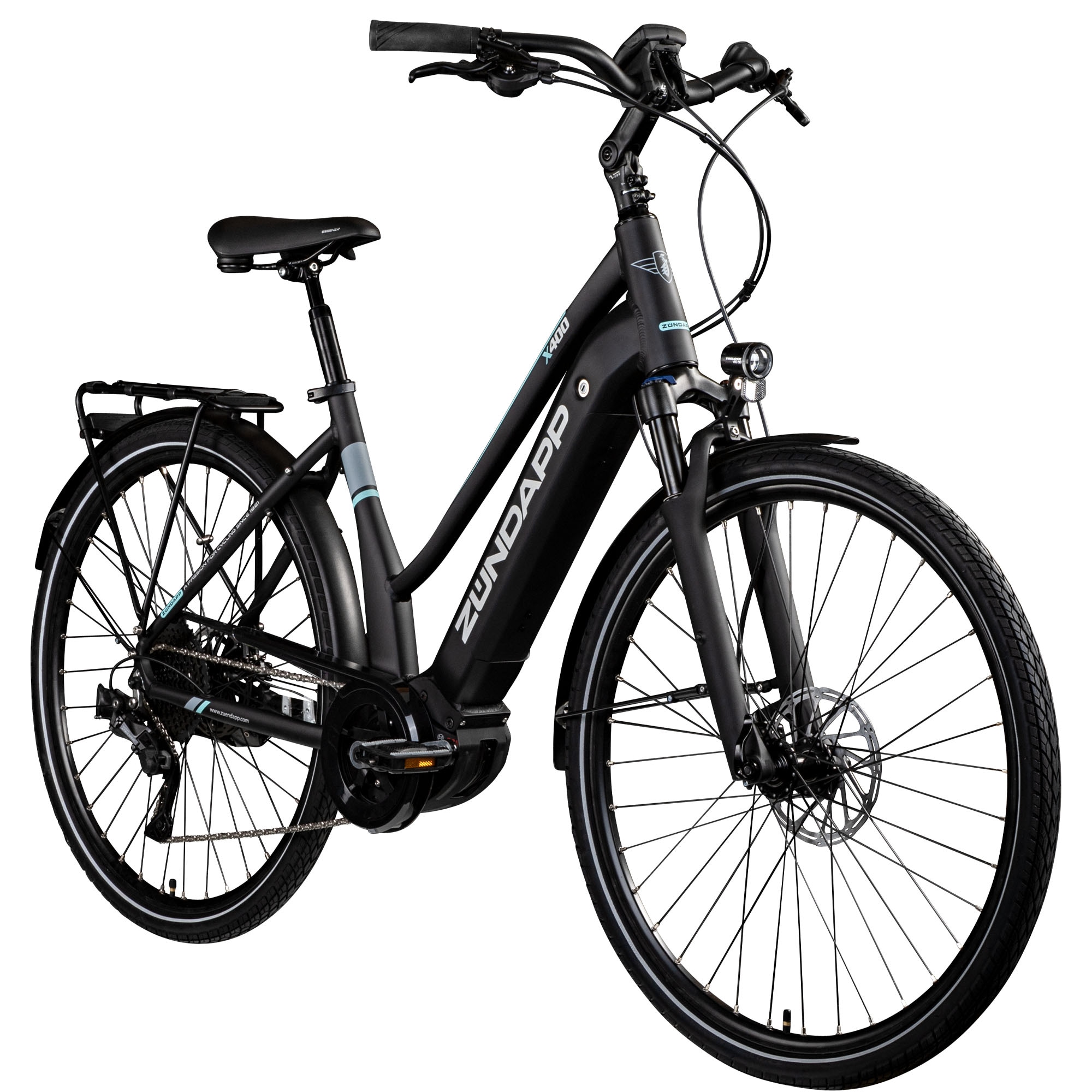 Z&uuml;ndapp X400 E Bike Trekkingrad 28 Zoll E Fahrrad 155 - 170 cm Pedelec Bosch schwarz/t&uuml;rkis - Bild 1