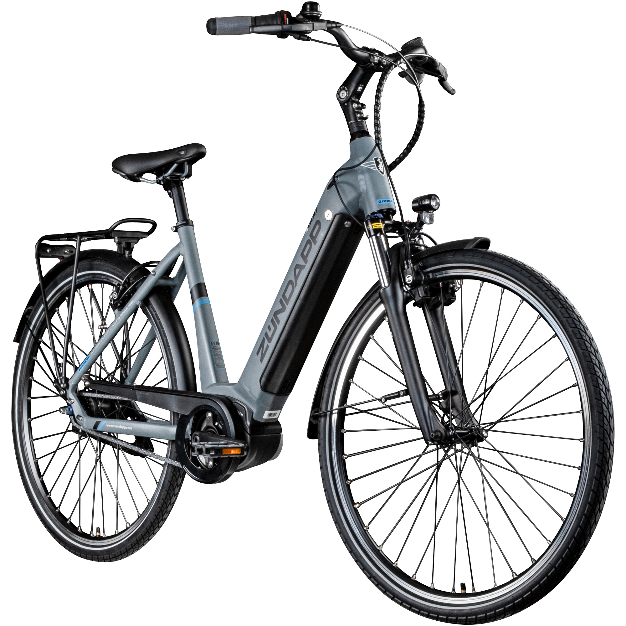 Z&uuml;ndapp X600 E Bike Damenfahrrad 155 - 180 cm Stadtrad Pedelec Bosch grau/blau - Bild 1