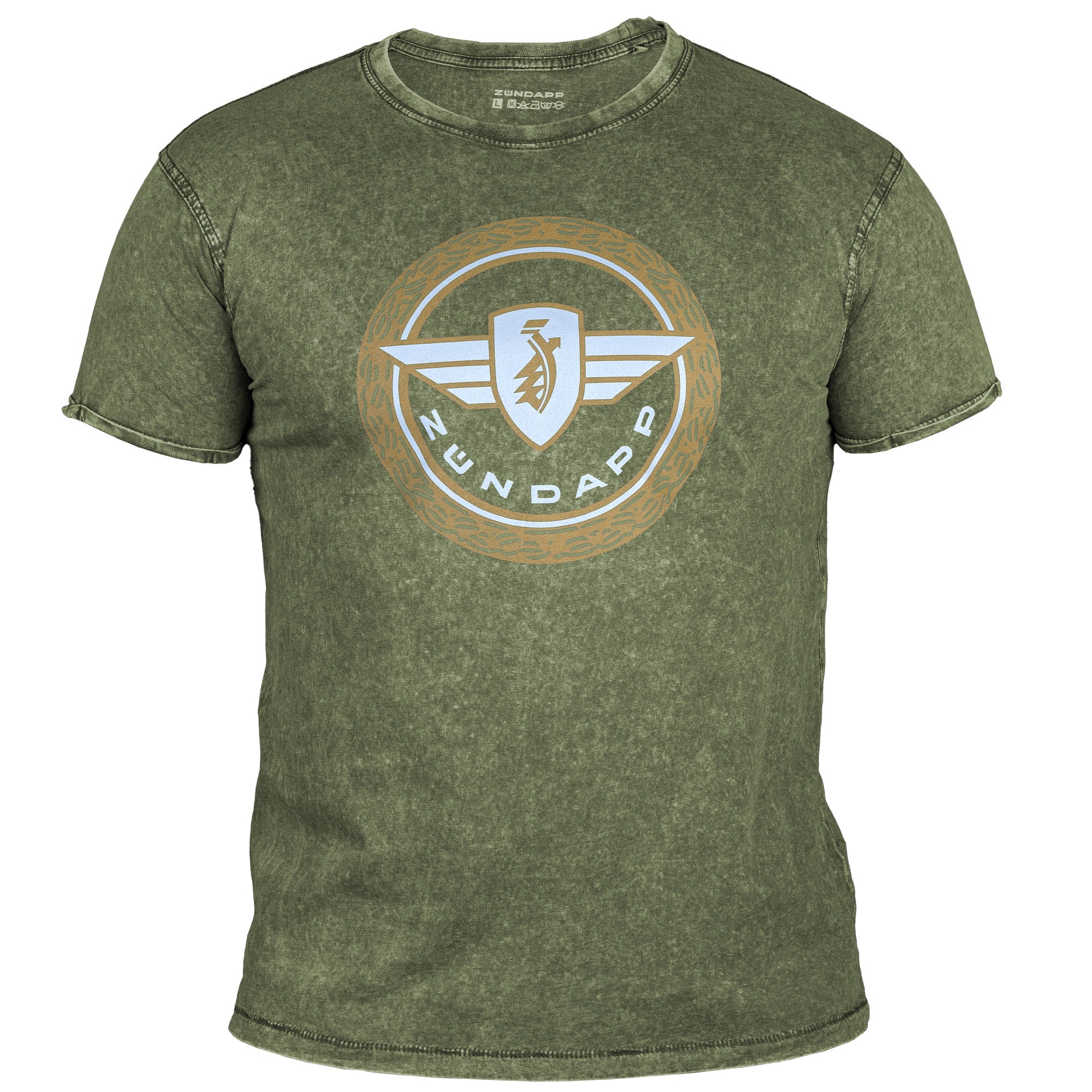 Z&uuml;ndapp Logo T-Shirt mit Print snow washed meliert Damen Herren Shirt retro Merchandise Shortsleeve Oberteil kurzarm - Bild 1