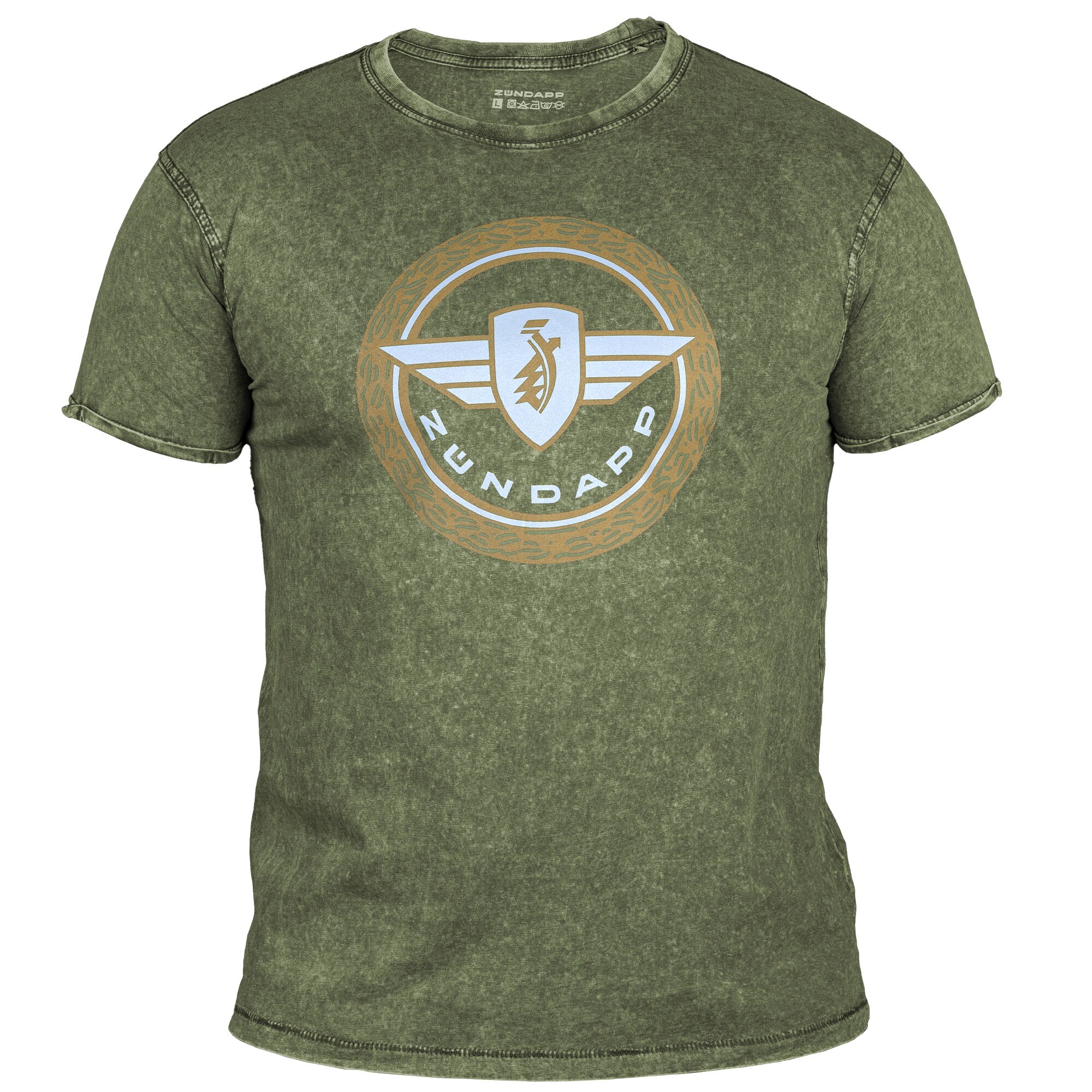 Z&uuml;ndapp Logo T-Shirt mit Print snow washed meliert Damen Herren Shirt retro Merchandise Shortsleeve Oberteil kurzarm - Bild 1