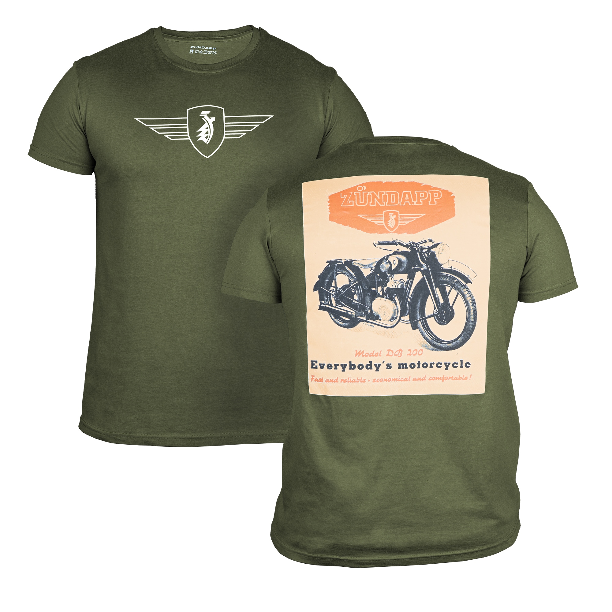Z&uuml;ndapp Vintage Print Werbung T-Shirt mit Logo oliv Damen Herren unisex Shirt retro Merchandise Shortsleeve Oberteil kurzarm - Bild 1