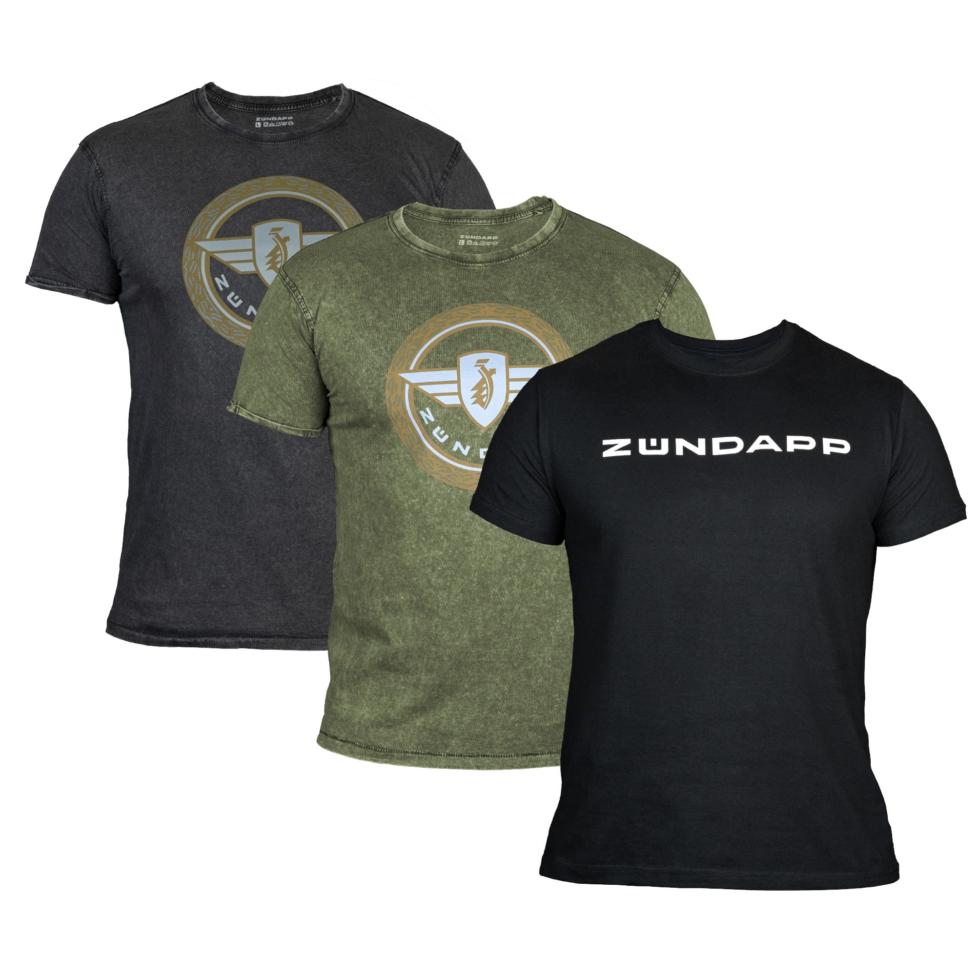 3 Z&uuml;ndapp T-Shirt mit Print retro f&uuml;r Herren oder Damen S - XXL Dreierpack Basic Shirt unisex 100 % Baumwolle - Bild 1