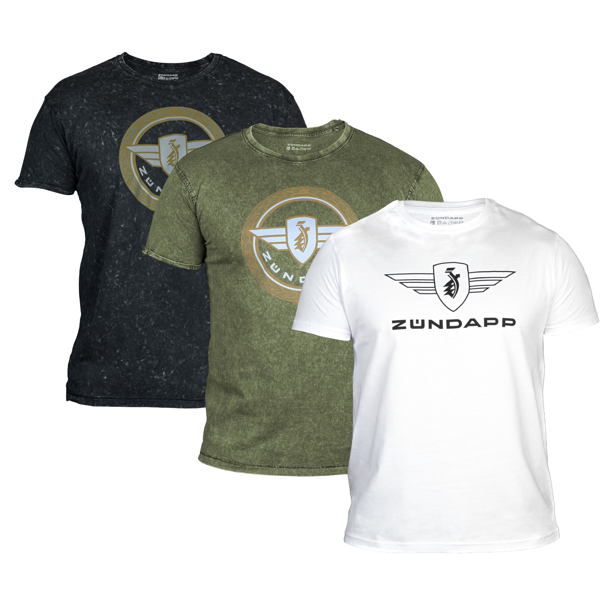 3 Z&uuml;ndapp T-Shirt mit Print retro f&uuml;r Herren oder Damen S - XXL Dreierpack Basic Shirt unisex 100 % Baumwolle - Bild 1