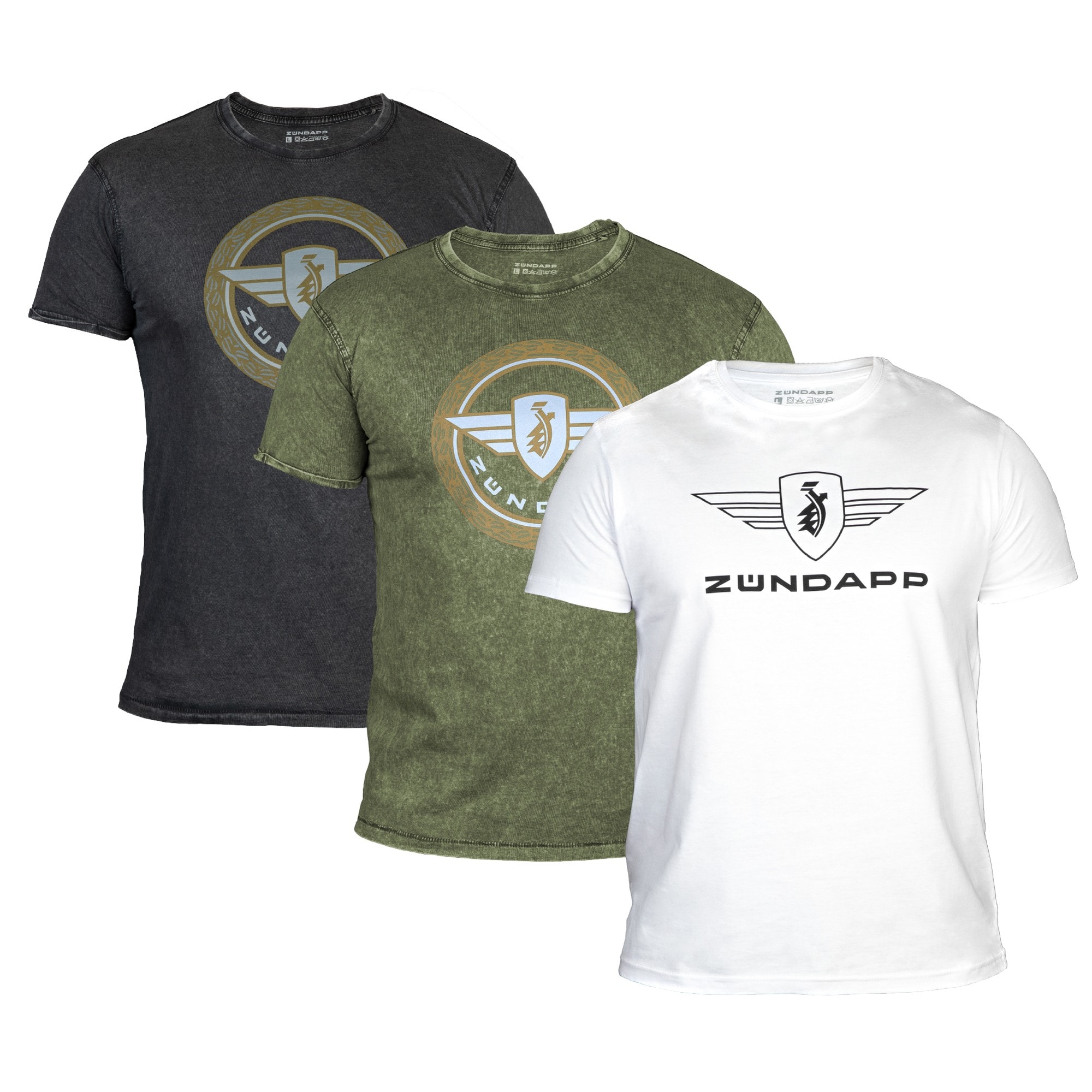 3 Z&uuml;ndapp T-Shirt mit Print retro f&uuml;r Herren oder Damen S - XXL Dreierpack Basic Shirt unisex 100 % Baumwolle - Bild 1