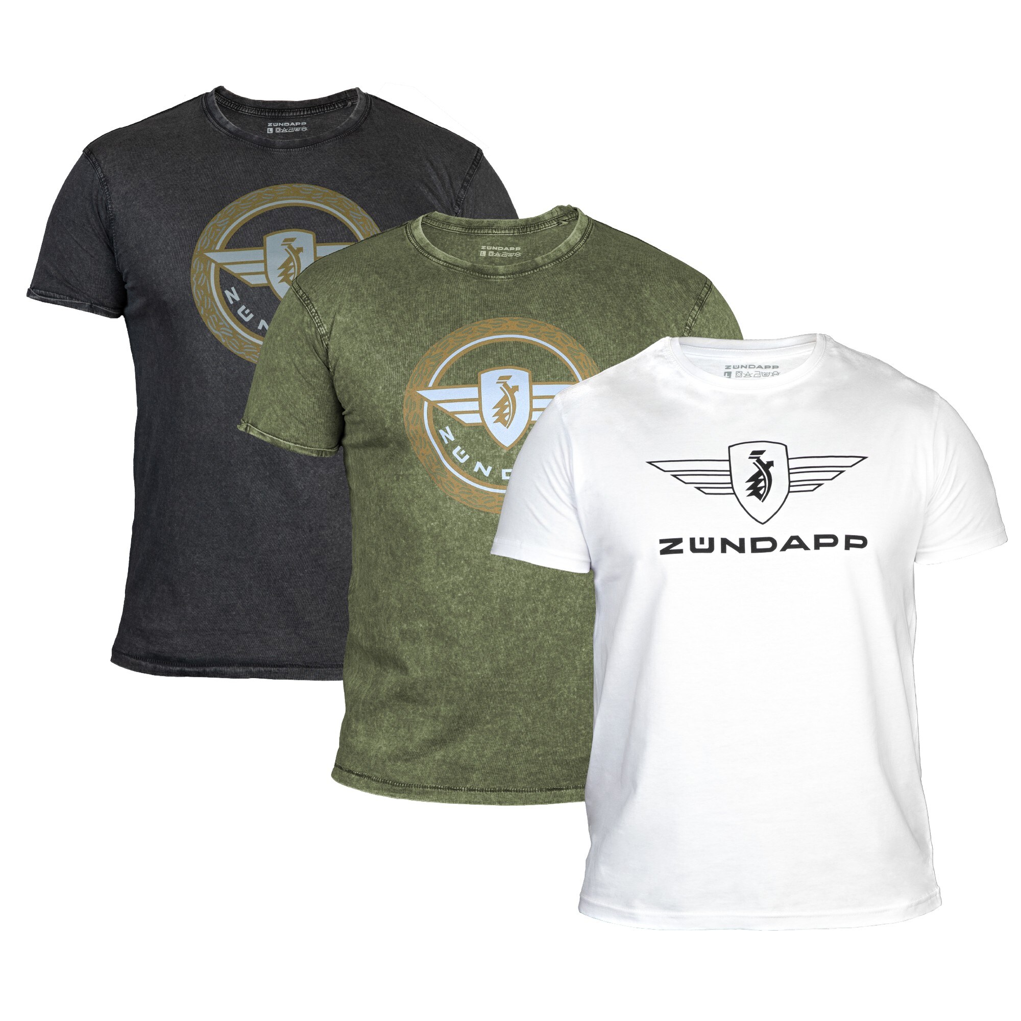 3 Z&uuml;ndapp T-Shirt mit Print retro f&uuml;r Herren oder Damen S - XXL Dreierpack Basic Shirt unisex 100 % Baumwolle - Bild 1