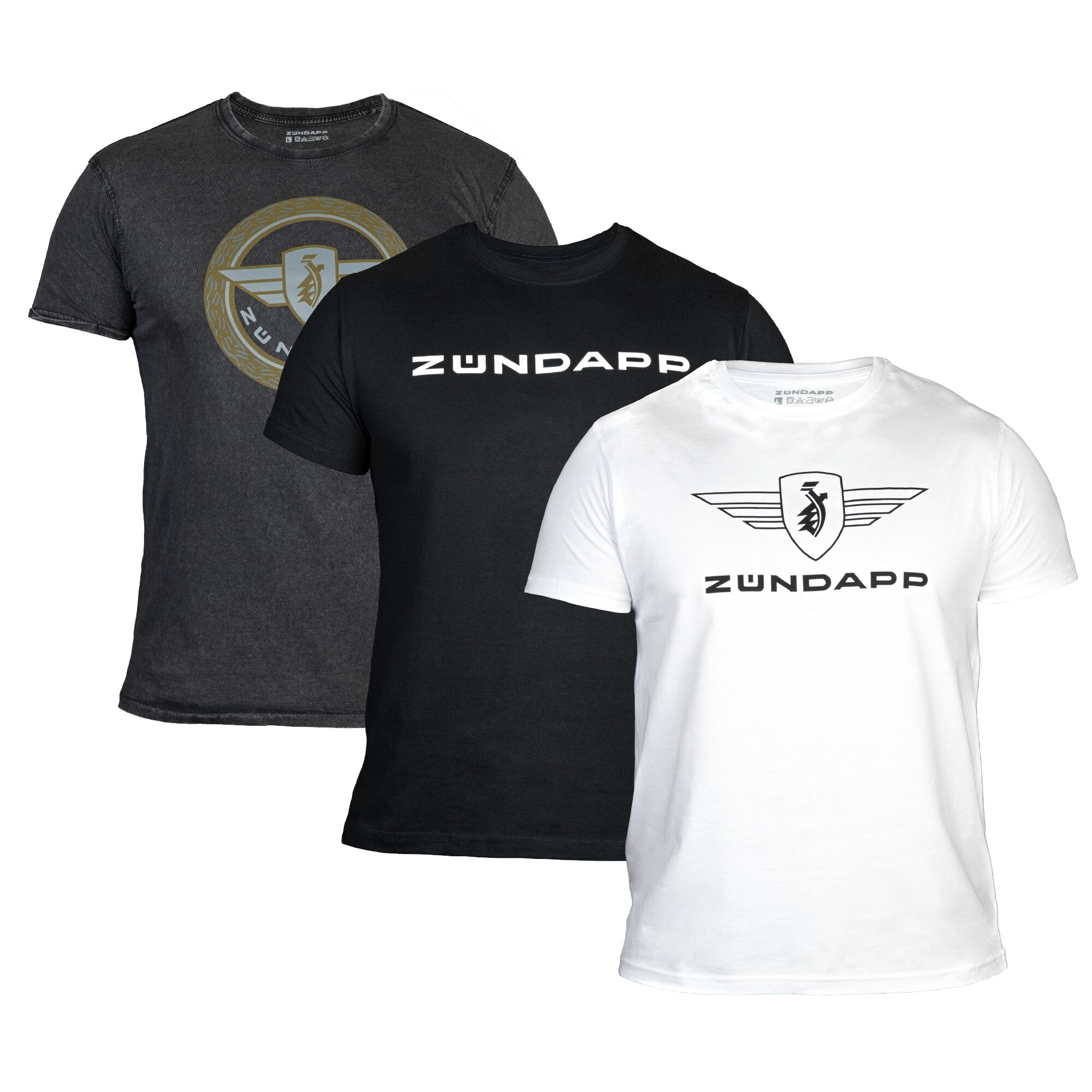 3 Z&uuml;ndapp T-Shirt mit Print retro f&uuml;r Herren oder Damen S - XXL Dreierpack Basic Shirt unisex 100 % Baumwolle - Bild 1