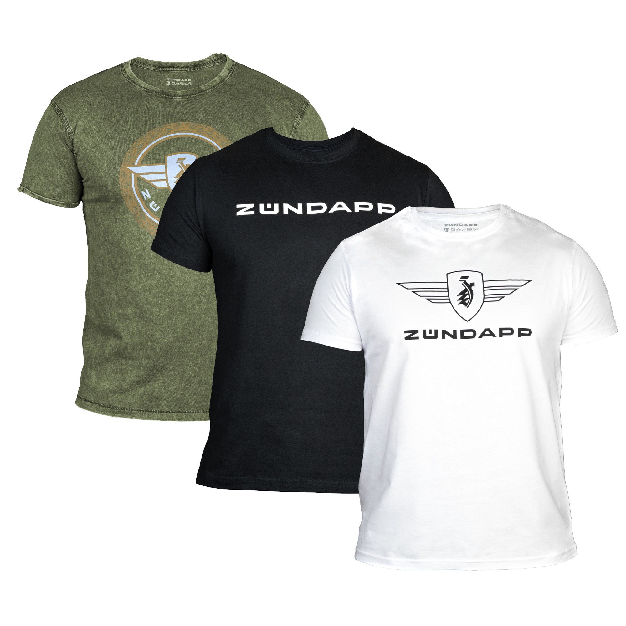 3 Z&uuml;ndapp T-Shirt mit Print retro f&uuml;r Herren oder Damen S - XXL Dreierpack Basic Shirt unisex 100 % Baumwolle - Bild 1