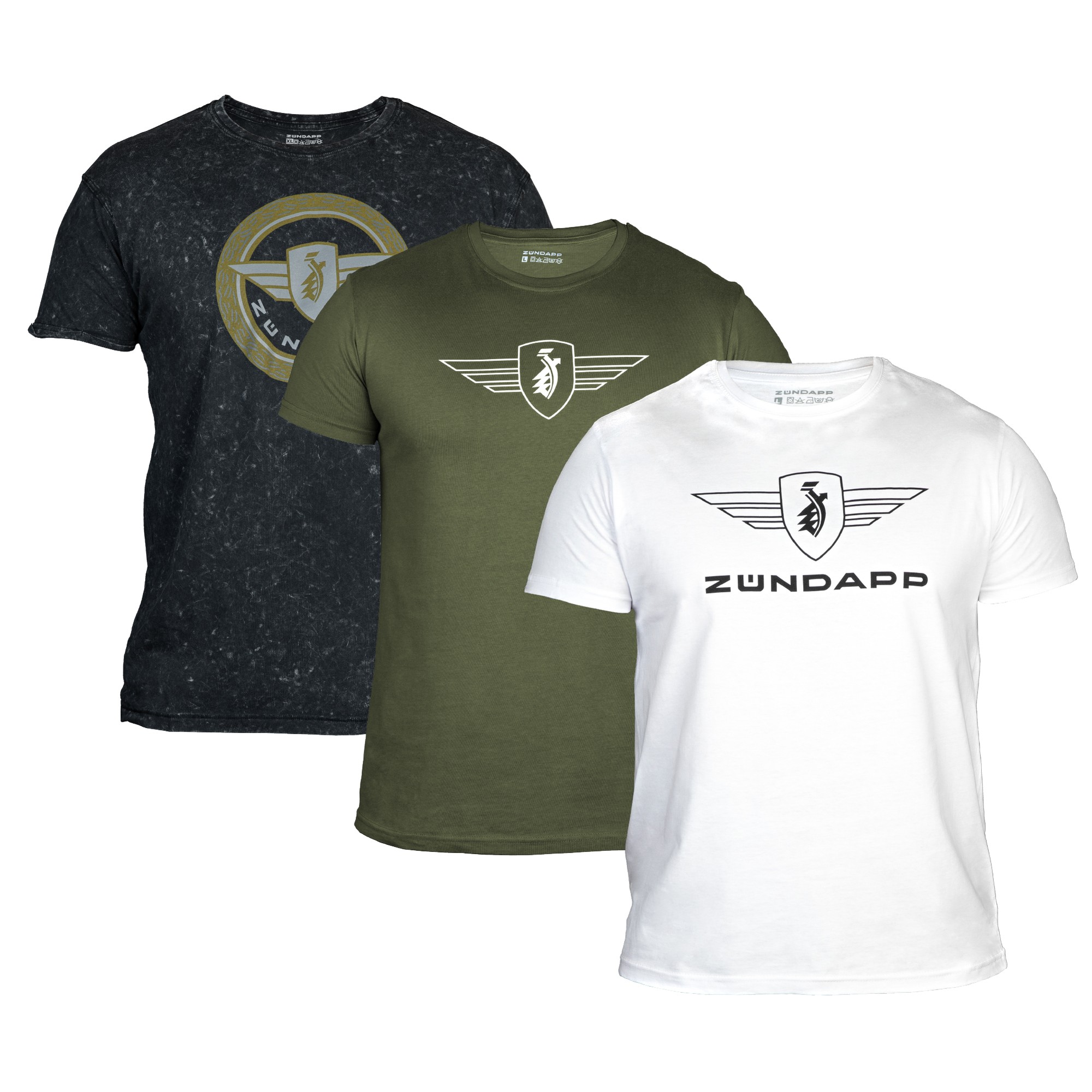 3 Z&uuml;ndapp T-Shirt mit Print retro f&uuml;r Herren oder Damen S - XXL Dreierpack Basic Shirt unisex 100 % Baumwolle - Bild 1