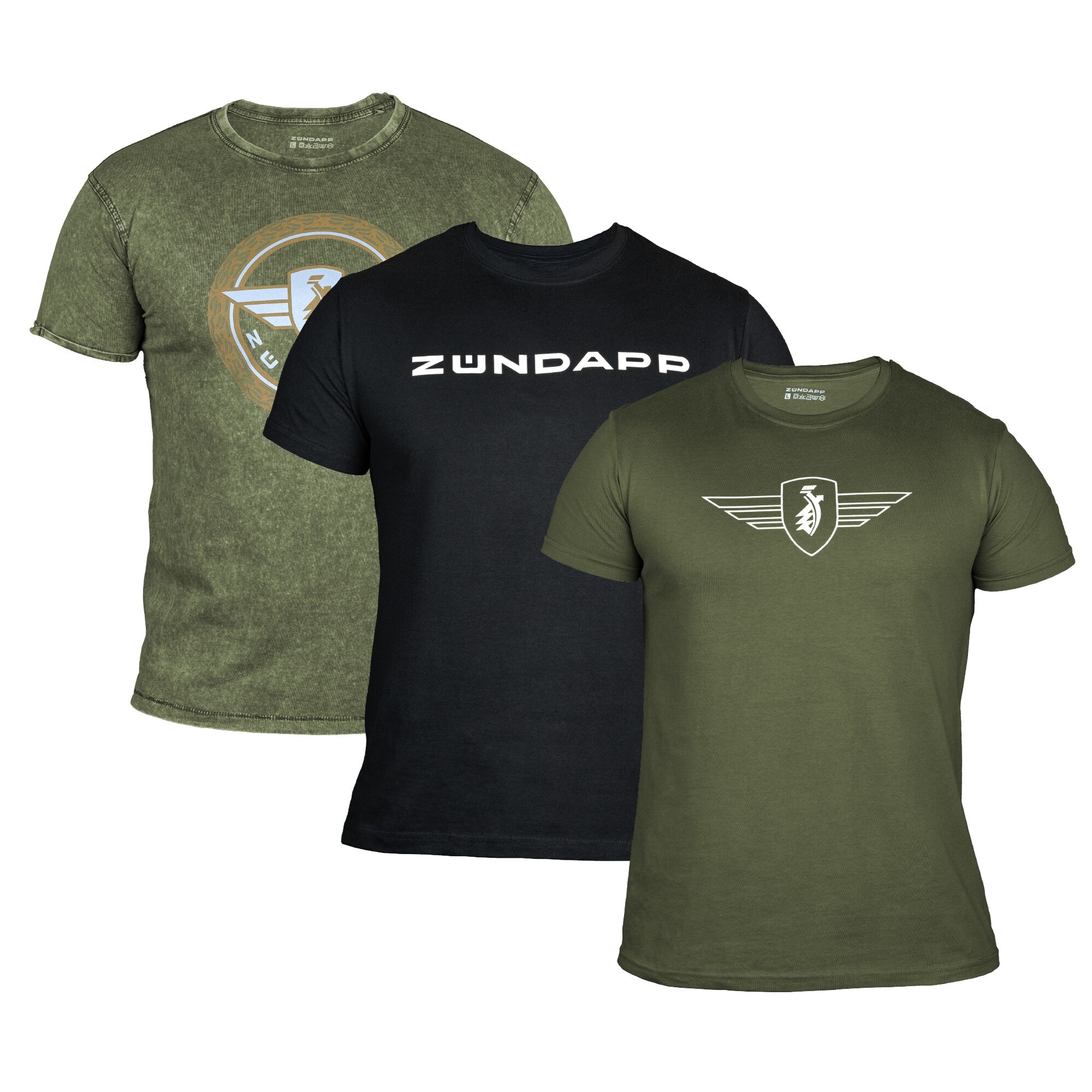 3 Z&uuml;ndapp T-Shirt mit Print retro f&uuml;r Herren oder Damen S - XXL Dreierpack Basic Shirt unisex 100 % Baumwolle - Bild 1