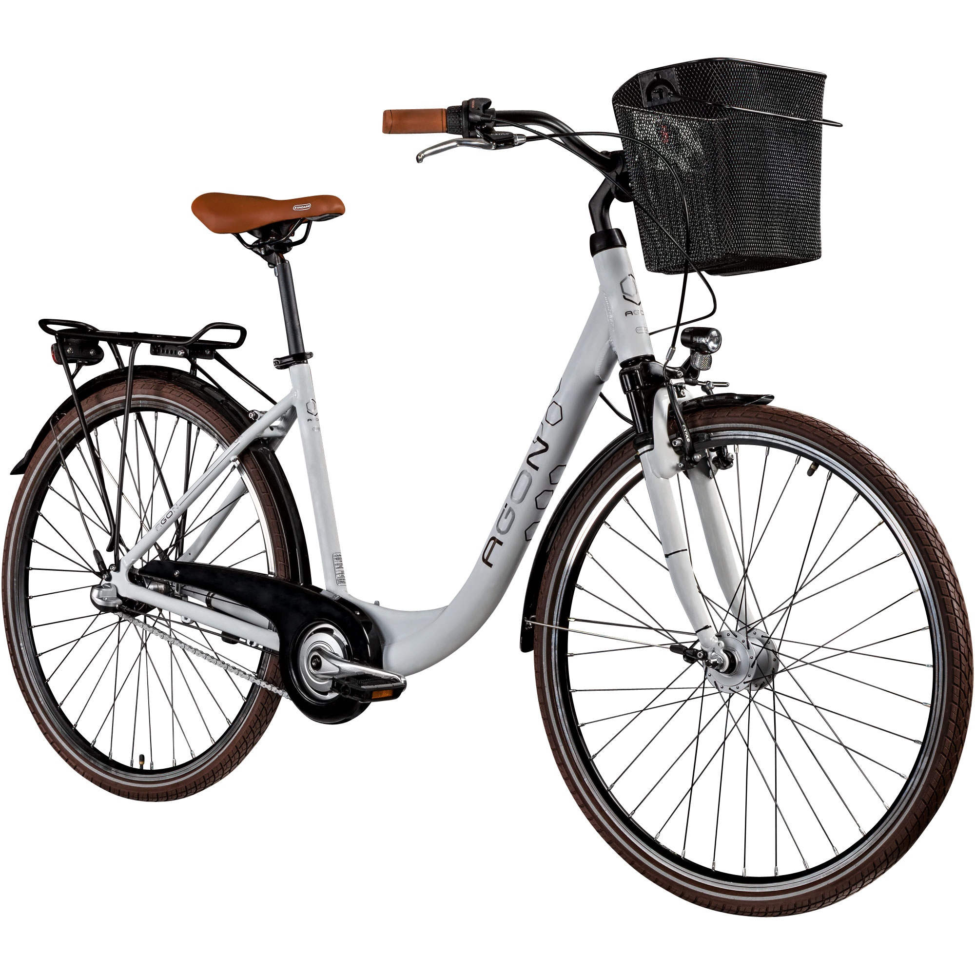 Agon City Life Damenfahrrad 28 Zoll 700c Fahrrad f&uuml;r Damen wei&szlig;/braun - Bild 1