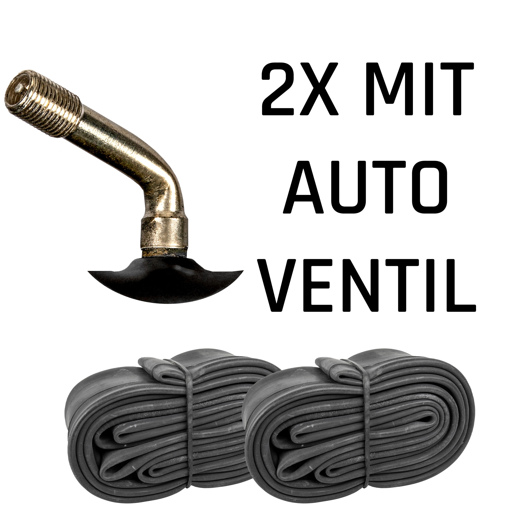 Kujo Fahrradschlauch universal Fahrrad 2 Schl&auml;uche 12,5" x 1,75" - 2,125" Autoventil 45&deg; Winkel - Bild 1