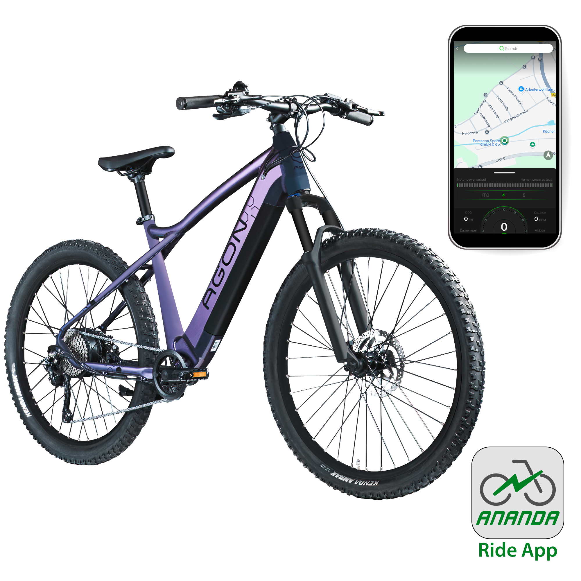 Agon Alpha E Bike Mountainbike Herren oder Damen 170 - 190 cm Pedelec 27,5 Zoll arctic fire black - Bild 1