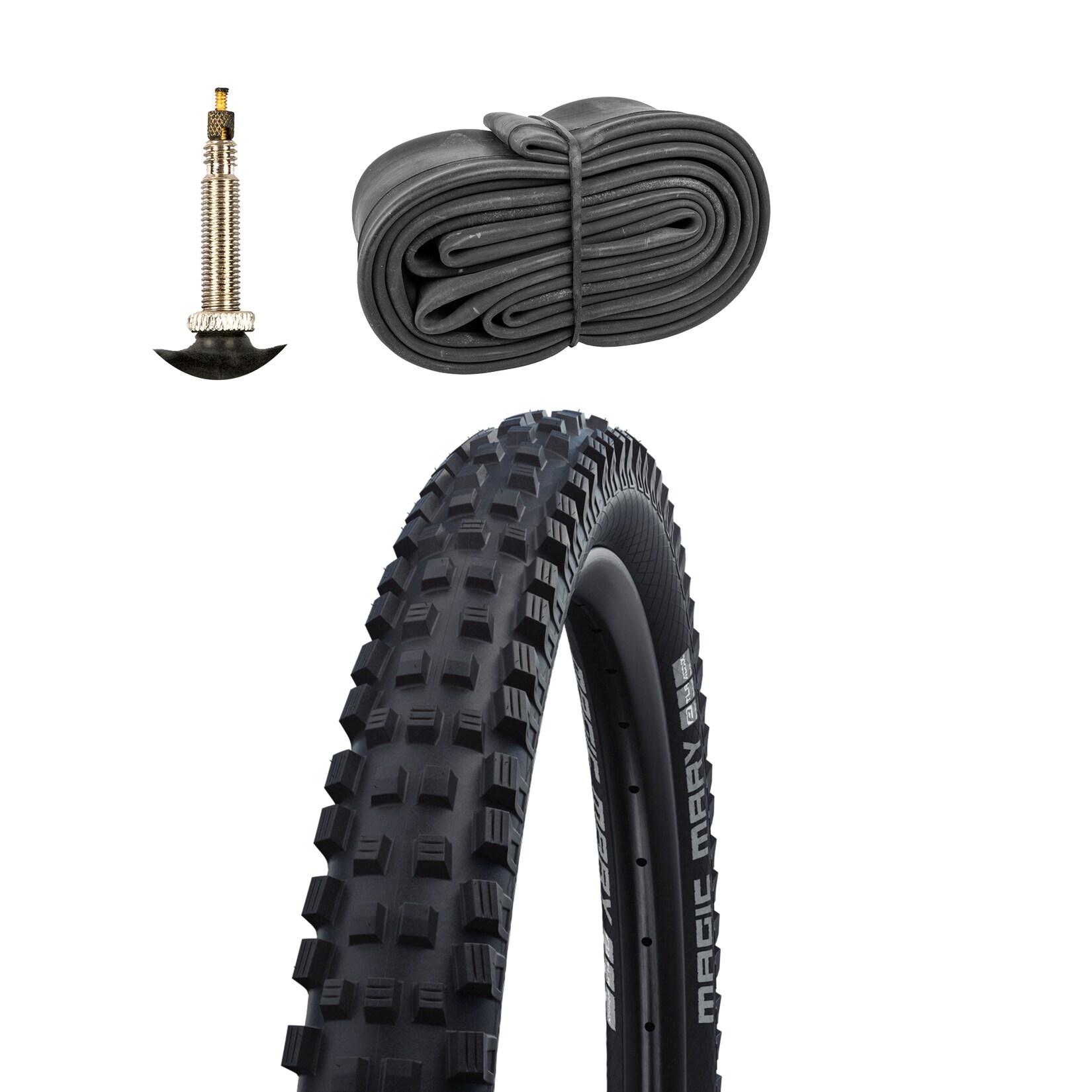 Schwalbe Magic Mary Fahrradreifen Enduro MTB 29 Zoll E Mountainbike Reifen Super Gravity Addix Soft 29″ x 2,40″ mit Schlauch AV | 04250845955270
