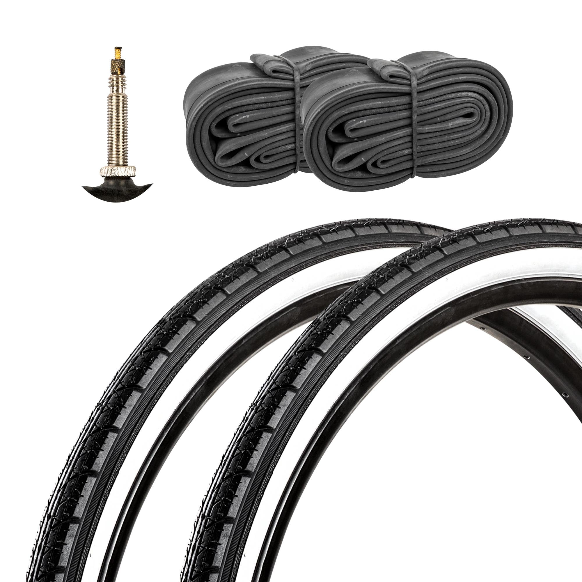 Meghna Fahrradreifen City Trekking Tour 2 Reifen 26 x 1,75" schwarz/wei&szlig; mit " Schl&auml;uchen FV - Bild 1