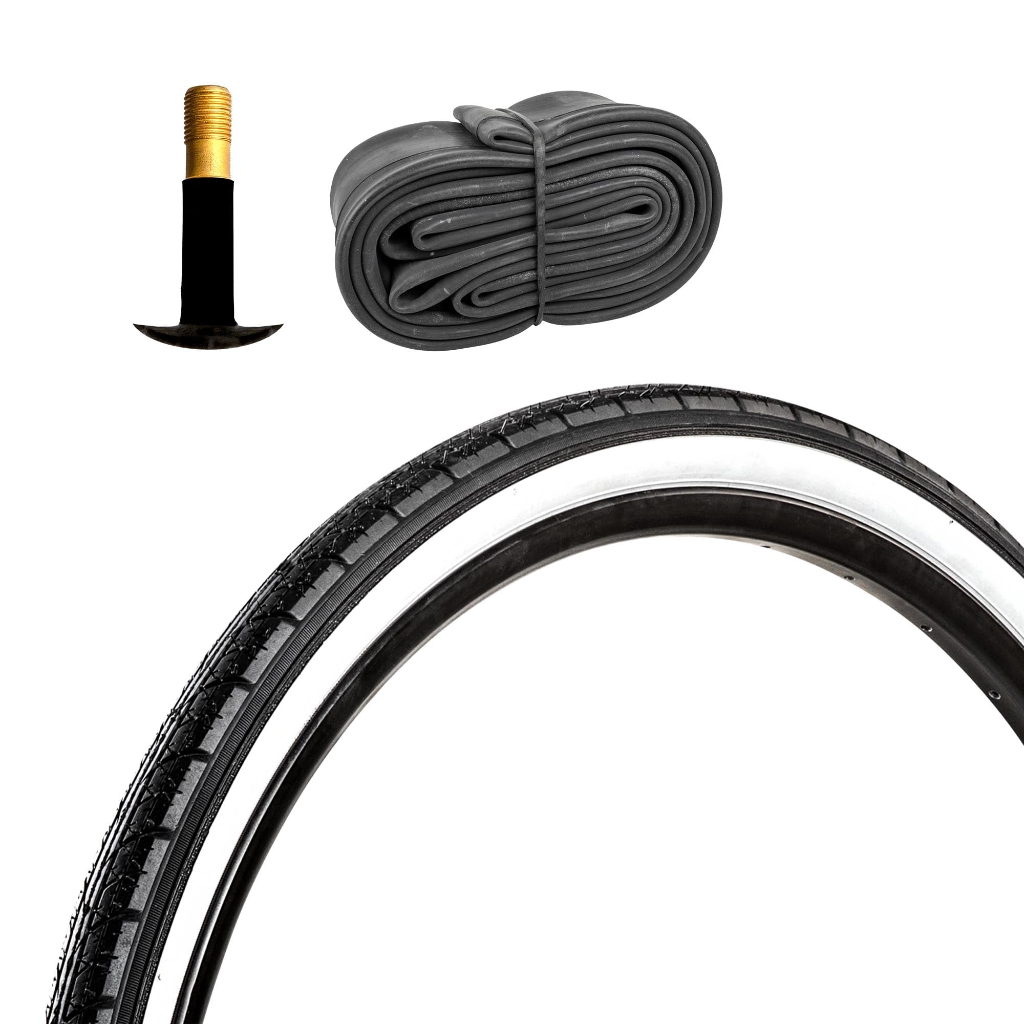 Meghna Fahrradreifen City Trekking 1 Tour Reifen 26 x 1,75" mit Schlauch AV schwarz/wei&szlig;e Sidewall - Bild 1