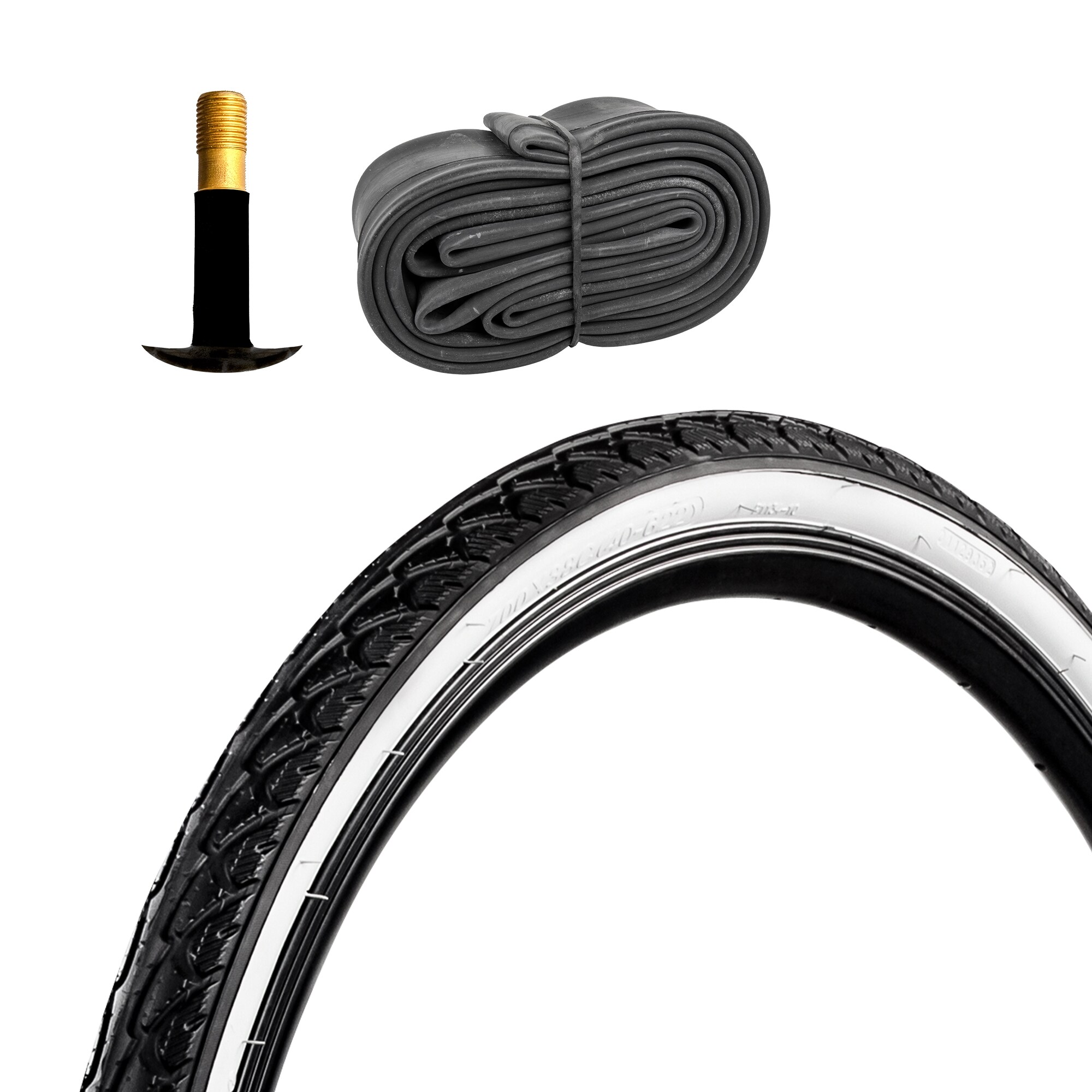 Pentagon Sports Fahrradreifen Drahtreifen Whitewall Cityreifen 1 Reifen 28 x 1,5" schwarz/wei&szlig; mit 1 Schlauch AV - Bild 1