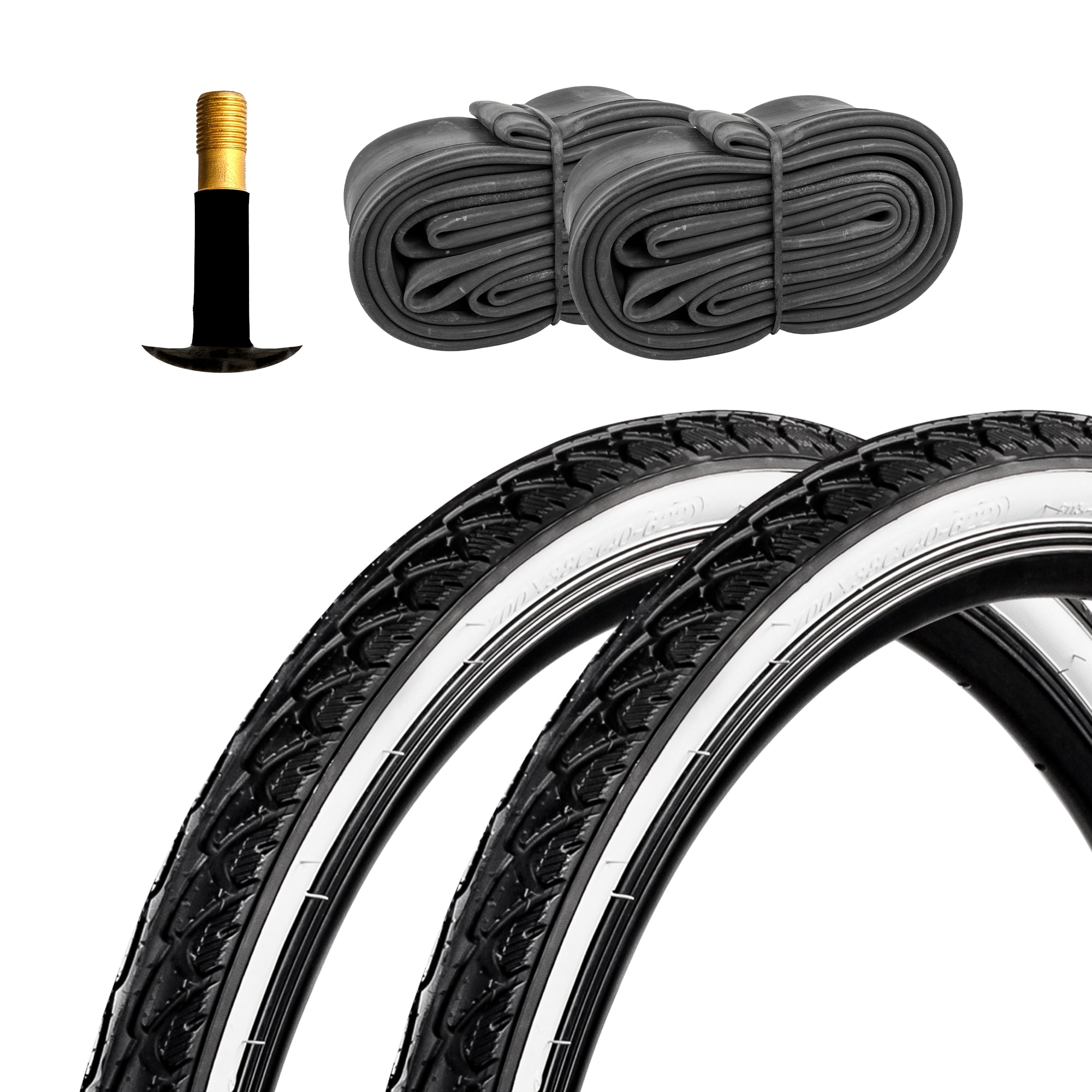 Pentagon Sports Fahrradreifen Drahtreifen Whitewall Cityreifen 2 Reifen 28 x 1,5" schwarz/wei&szlig; mit 2 Schl&auml;uchen FV - Bild 1