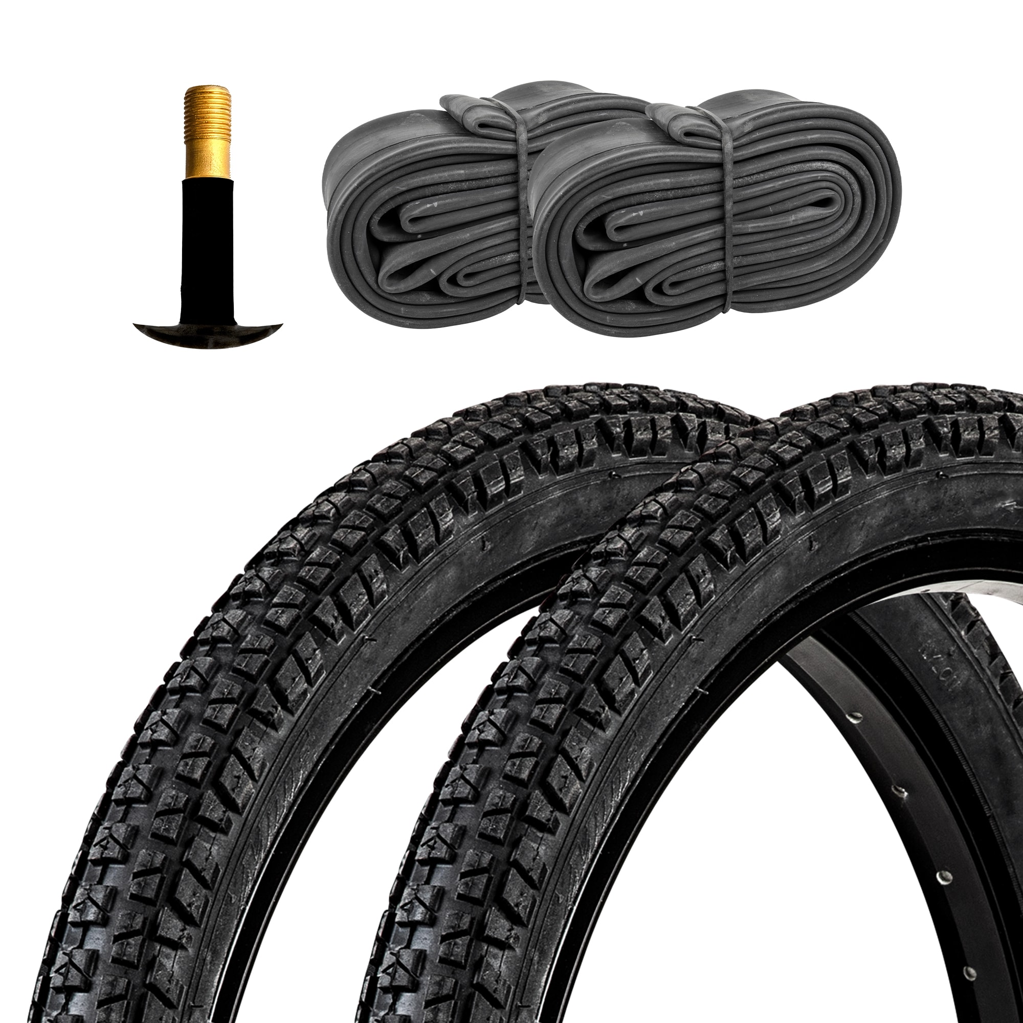 MTF BMX Fahrradreifen 20 Zoll 2 Reifen 20 x 2,125" schwarz Stollenprofil mit 2 Schl&auml;uchen AV - Bild 1