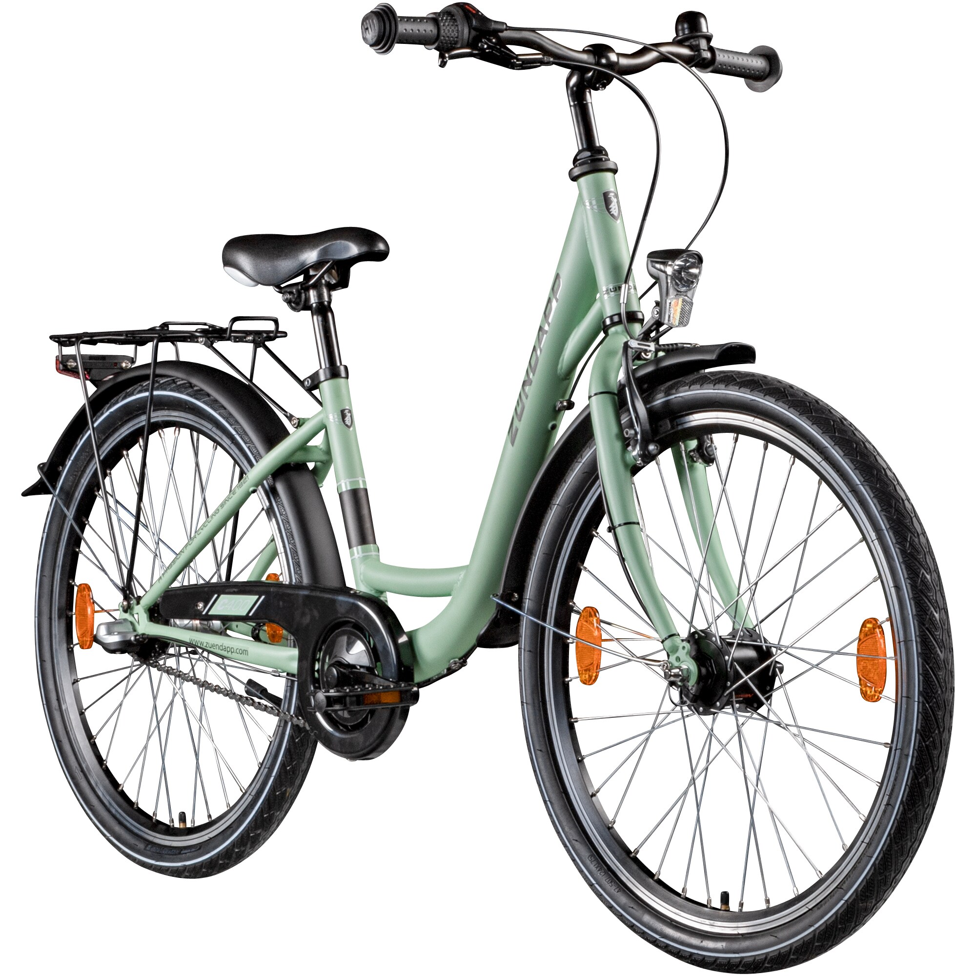 Z&uuml;ndapp C400 Jugendfahrrad 24 Zoll Fahrrad ab 130-145 cm 3 Gang Tiefeinsteiger gr&uuml;n - Bild 1
