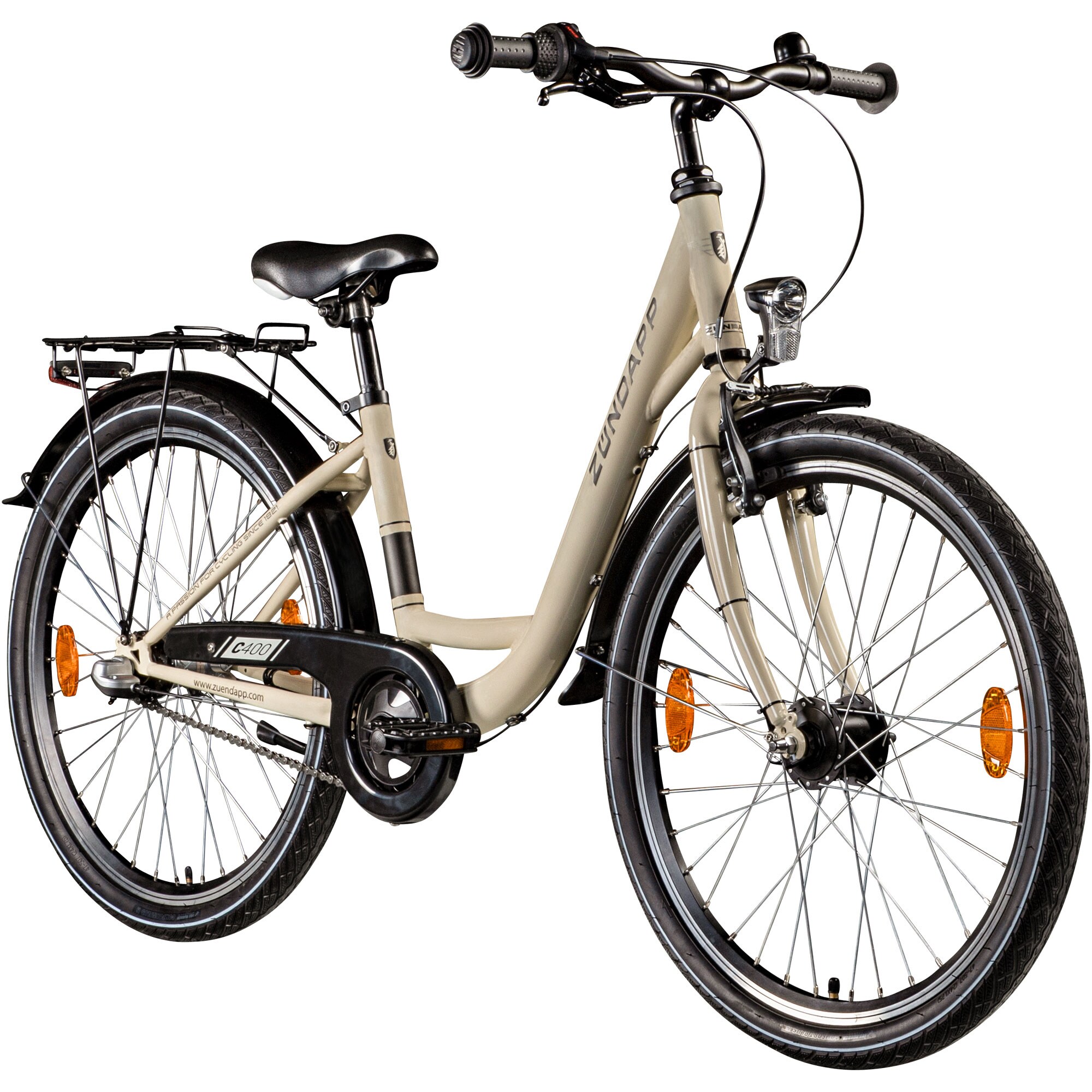 Z&uuml;ndapp C400 Jugendfahrrad 24 Zoll Fahrrad ab 130-145 cm 3 Gang Tiefeinsteiger beige - Bild 1