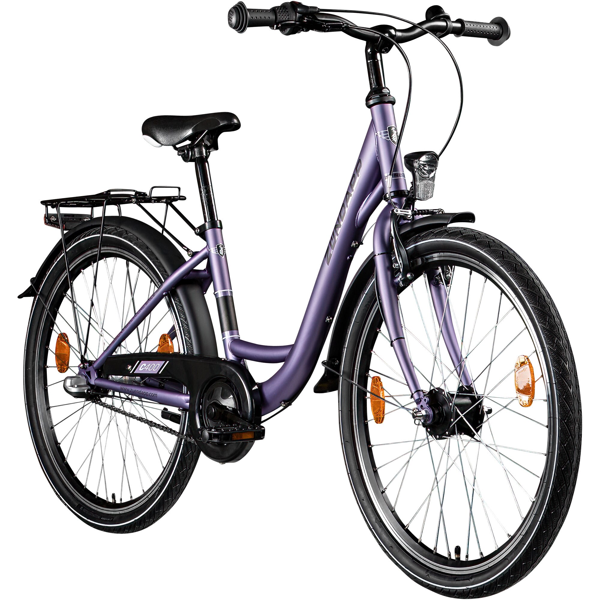 Z&uuml;ndapp C400 Jugendfahrrad 24 Zoll Fahrrad ab 130-145 cm 3 Gang Tiefeinsteiger flieder - Bild 1