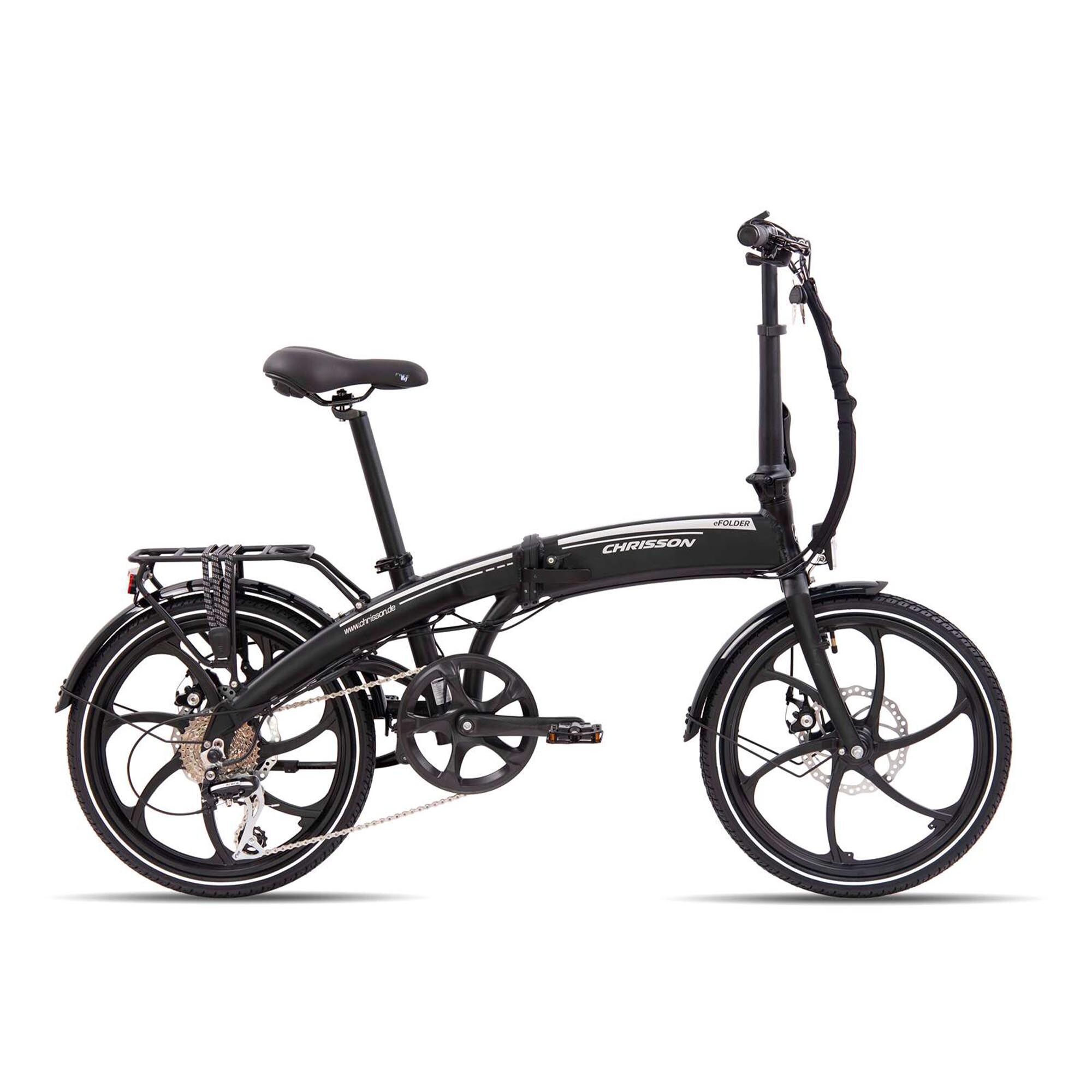 Chrisson EFolder E Bike Klapprad Damen Herren 150 - 195 cm Pedelec 20 Zoll 8 G&auml;nge Elektrofahrrad 250 W schwarz - Bild 1