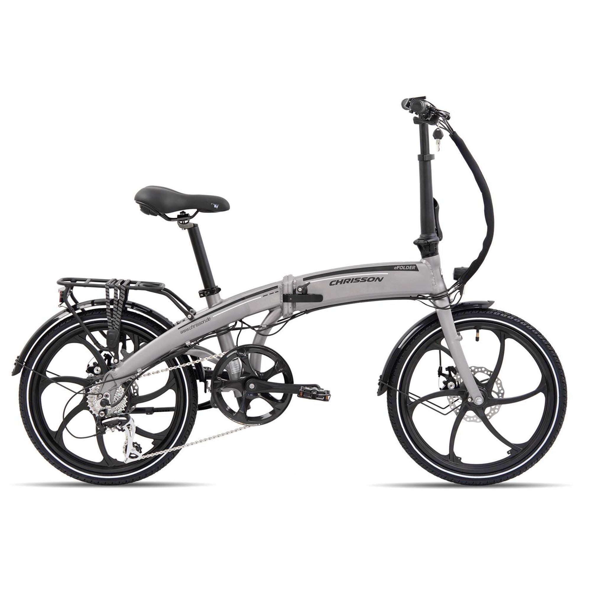 Chrisson EFolder E Bike Klapprad Damen Herren 150 - 195 cm Pedelec 20 Zoll 8 G&auml;nge Elektrofahrrad 250 W grau - Bild 1