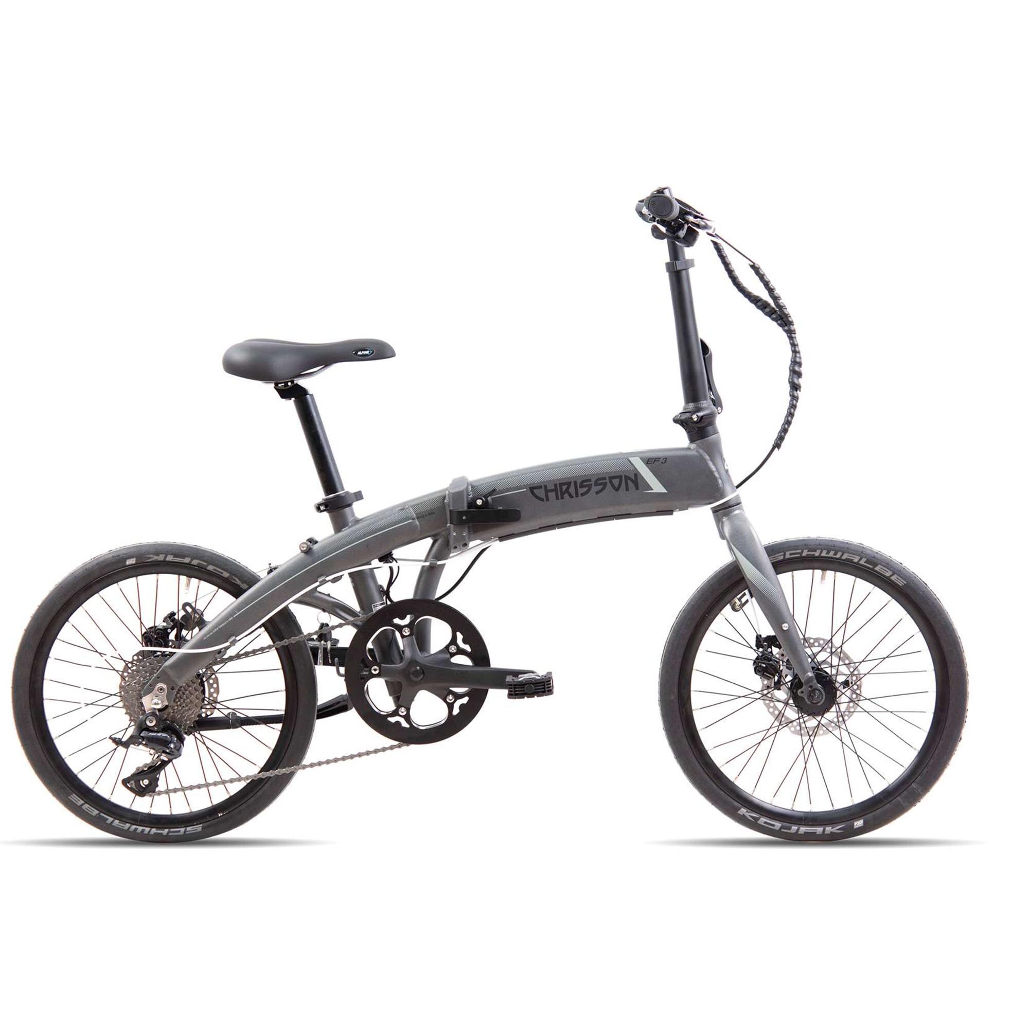 Chrisson EF3 E Bike Klapprad Damen Herren 150 - 195 cm Pedelec 20 Zoll 8 G&auml;nge Elektrofahrrad 250 W grau 32 cm - Bild 1