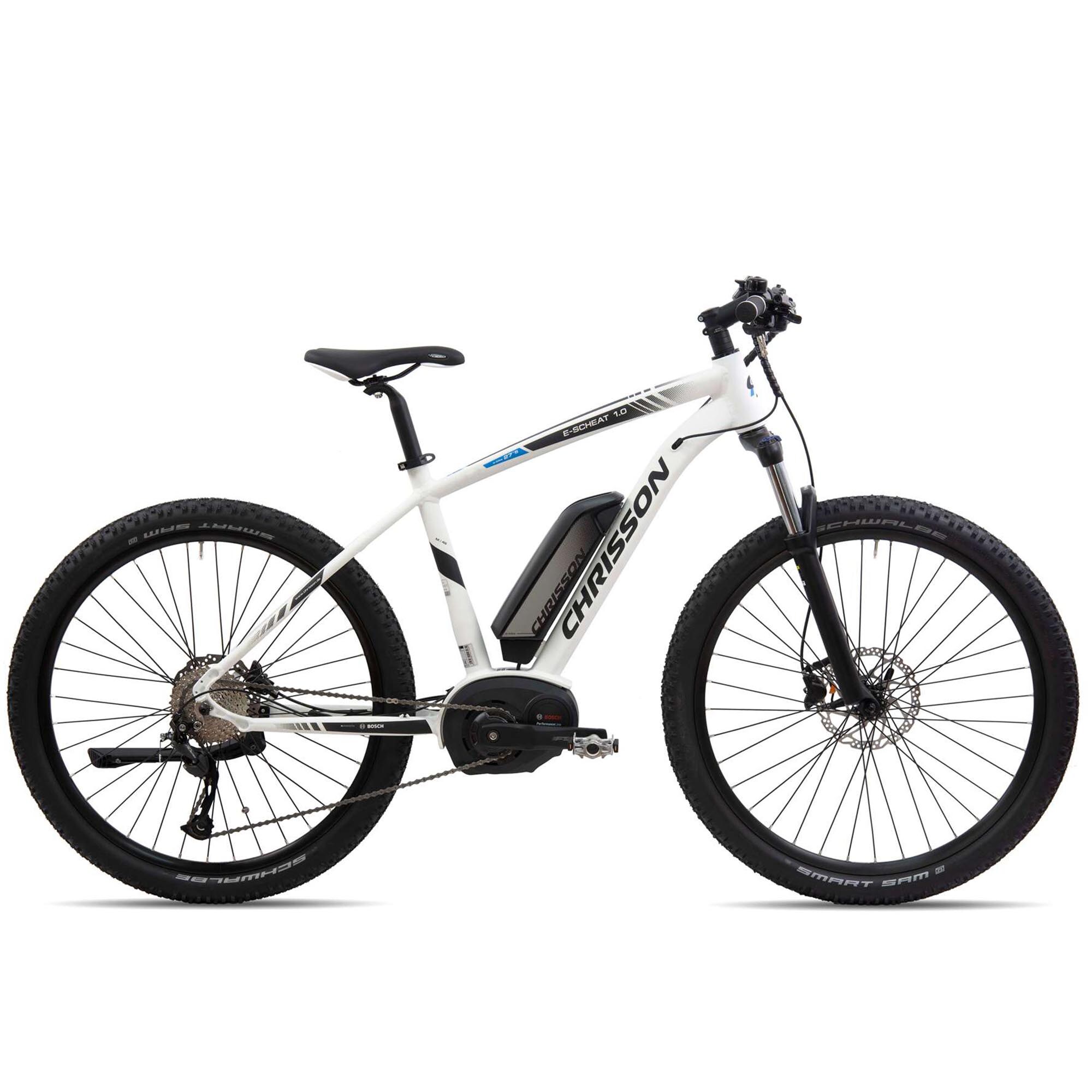 Chrisson E-Scheat E Bike Mountainbike 27,5 Zoll Damen Herren Pedelec mit 9 G&auml;ngen sportliches Elektrofahrrad wei&szlig; 48 cm - Bild 1