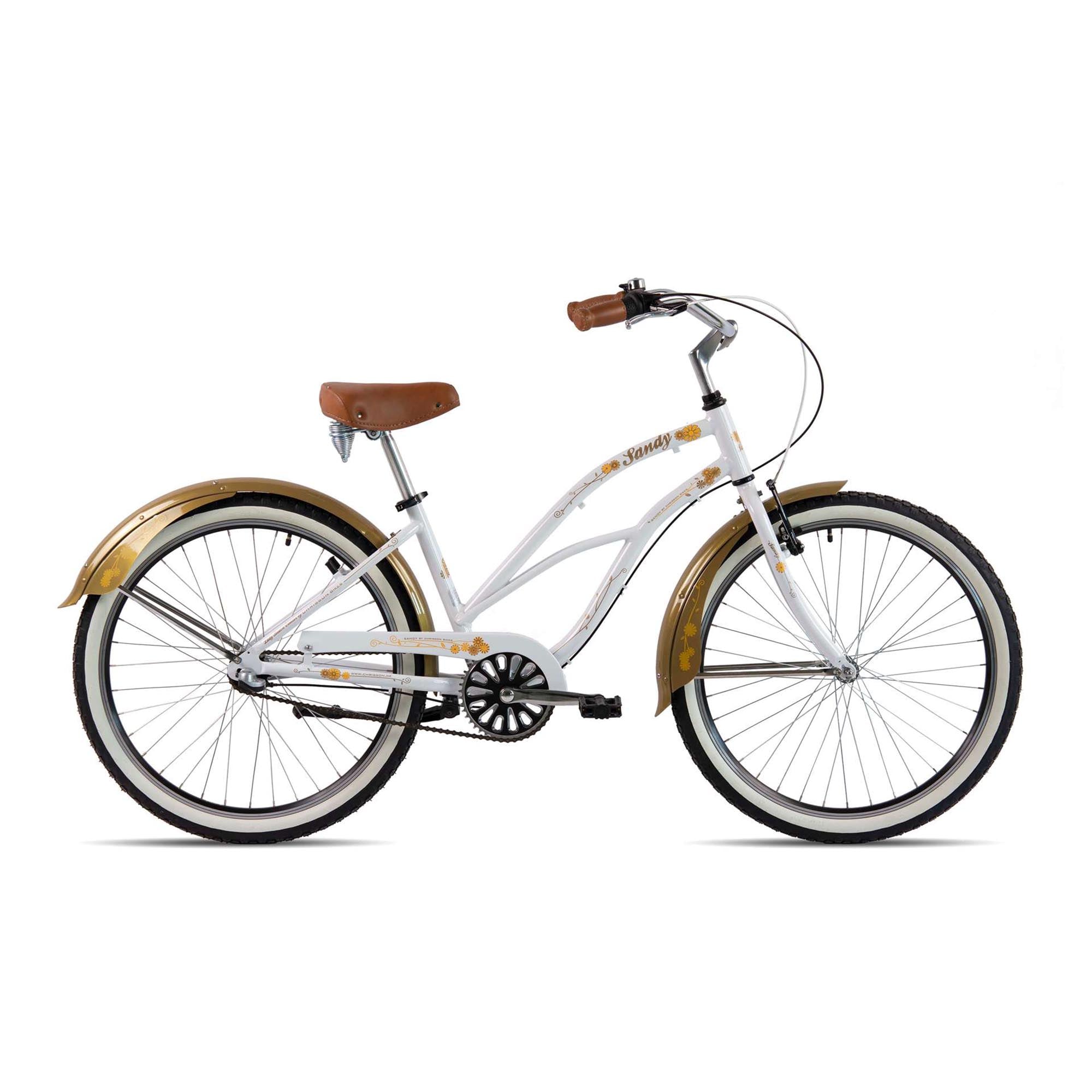 Chrisson Sandy Beachcruiser 26 Zoll Damen Herren 155 - 170 cm Beach Cruiser Fahrrad 3 Gang Nabenschaltung Strandfahrrad wei&szlig;/gold 41 cm - Bild 1