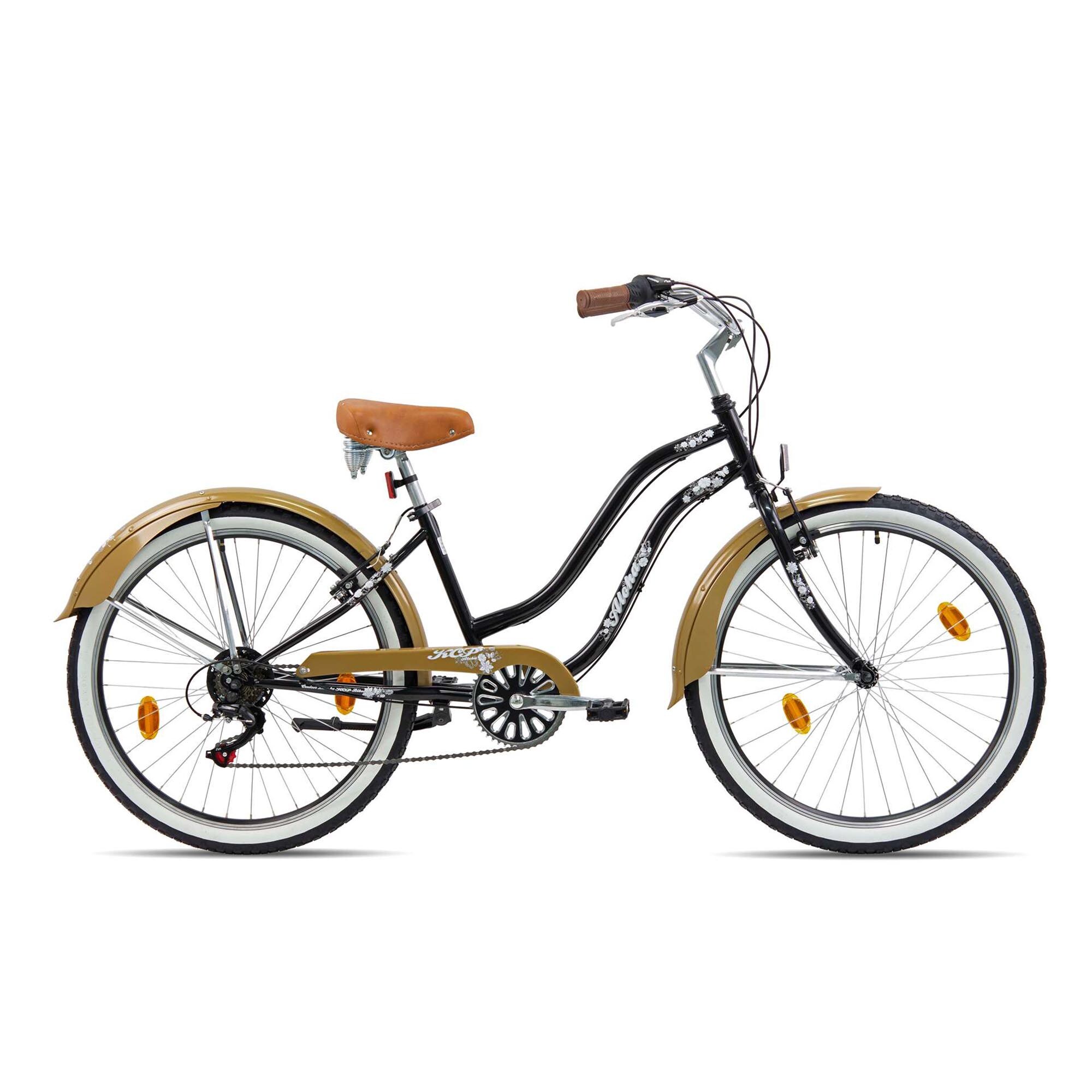 Chrisson Aloha Beachcruiser 26 Zoll Damen Herren 155 - 170 cm Fahrrad 6 Gang schwarz/gold 41 cm - Bild 1