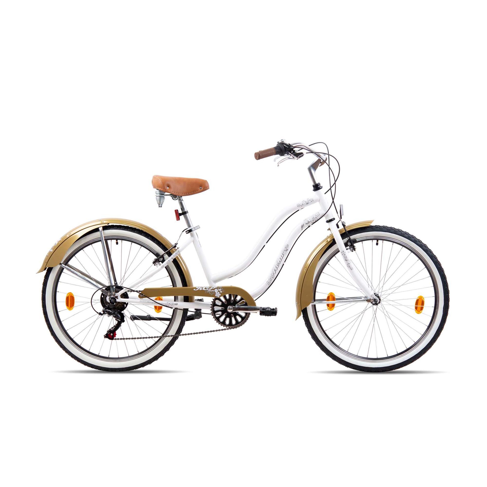 Chrisson Aloha Beachcruiser 26 Zoll Damen Herren 155 - 170 cm Fahrrad 6 Gang wei&szlig;/gold 41 cm - Bild 1