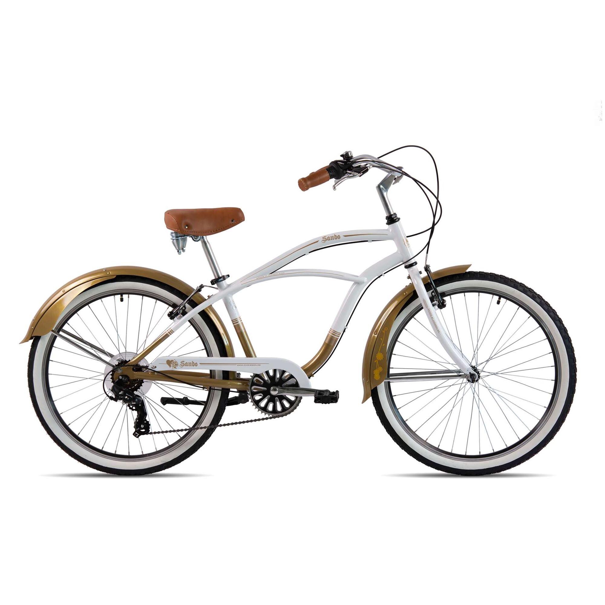 Chrisson Sando Beachcruiser 26 Zoll Damen Herren 155 - 170 cm Fahrrad 3 Gang wei&szlig;/gold 41 cm - Bild 1