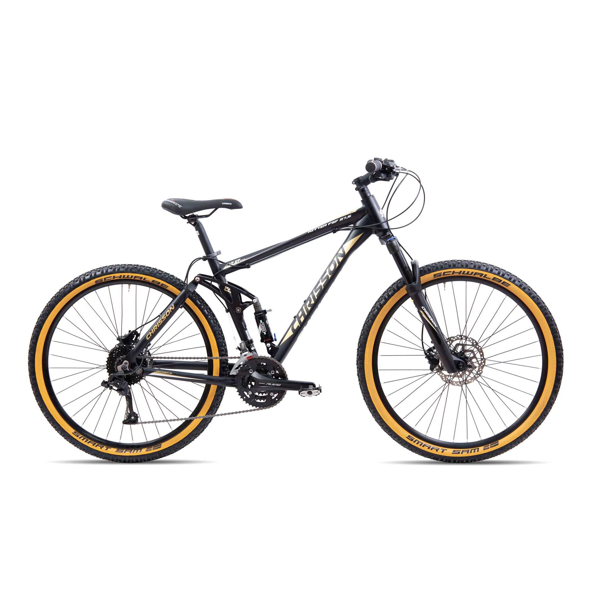 Chrisson Hitter Mountainbike Fully 27,5 Zoll Damen Herren 170 - 185 cm MTB Fahrrad 27 G&auml;nge Trailbike schwarz 46 cm - Bild 1