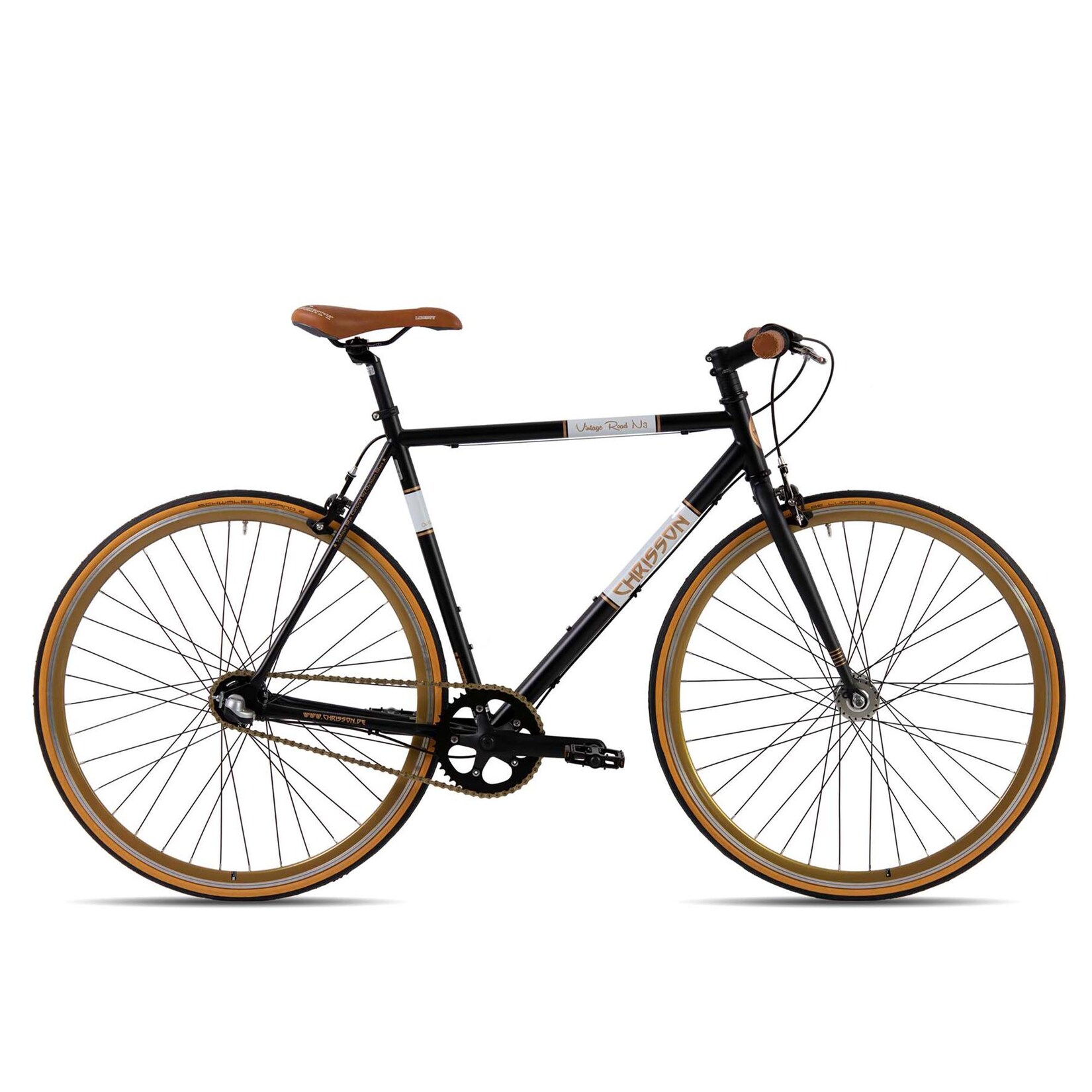 Chrisson Vintage Road N3 Fitnessbike 28 Zoll 160 – 190 cm Urban Bike 3 Gang Nabenschaltung Fitnessrad Fahrrad retro schwarz 56 cm | 04250585414600