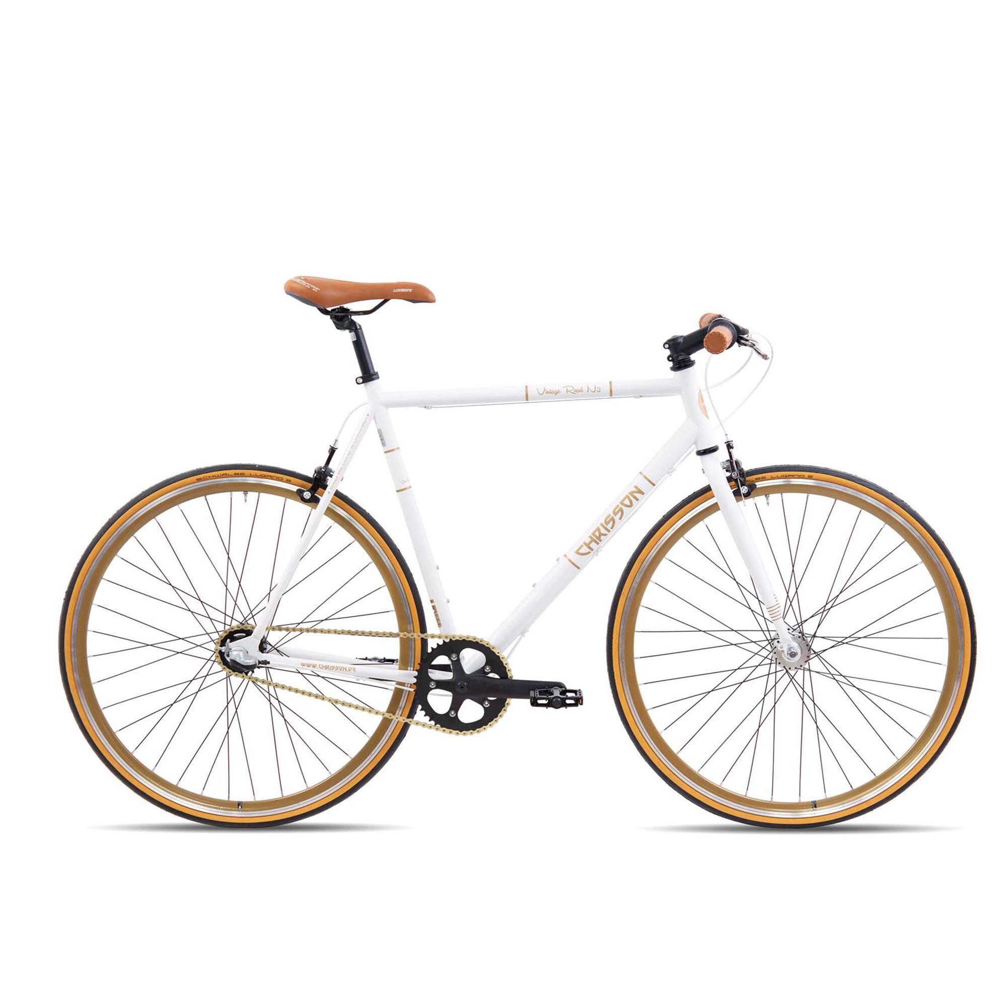 Chrisson Vintage Road N3 Fitnessbike 28 Zoll 160 - 190 cm Urban Bike 3 Gang Nabenschaltung Fitnessrad Fahrrad retro wei&szlig; 52 cm - Bild 1