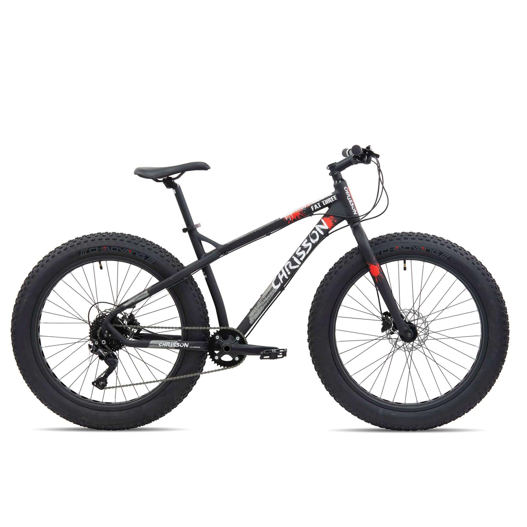 Chrisson Fat Three Fat Bike 26 Zoll 170 - 190 cm Fatbike Fahrrad Jugendliche Erwachsene 9 G&auml;nge Mountainbike - Bild 1