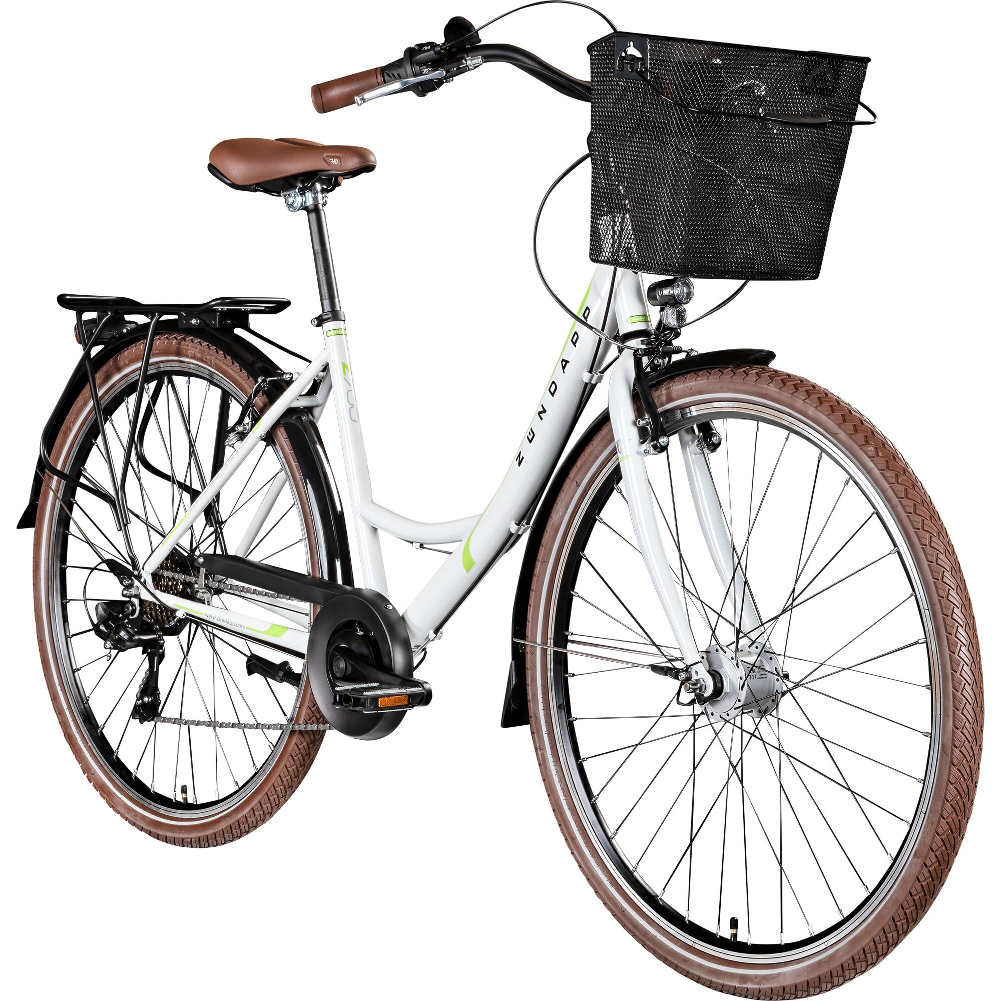 Z&uuml;ndapp Z700 Damenfahrrad 28 Zoll Fahrrad f&uuml;r Damen und Herren ab 150 cm wei&szlig;/gr&uuml;n 46 cm - Bild 1