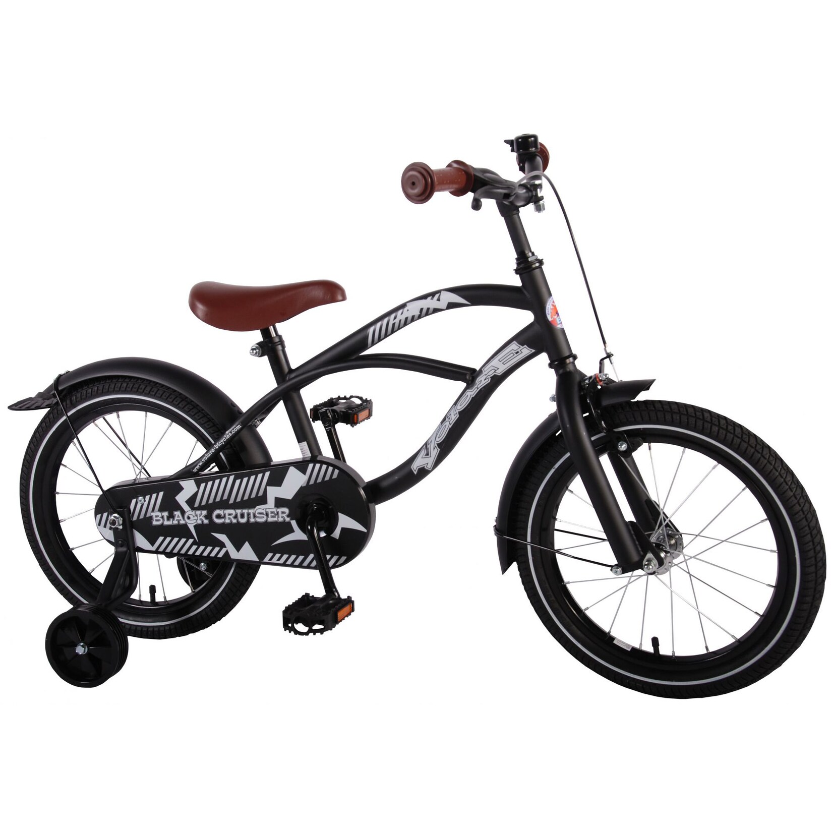 Volare Black Cruiser Kinderfahrrad 16 Zoll Mädchen Jungen Fahrrad ab 4 – 6 Jahre Größe 104 – 110 cm | 08715347940026