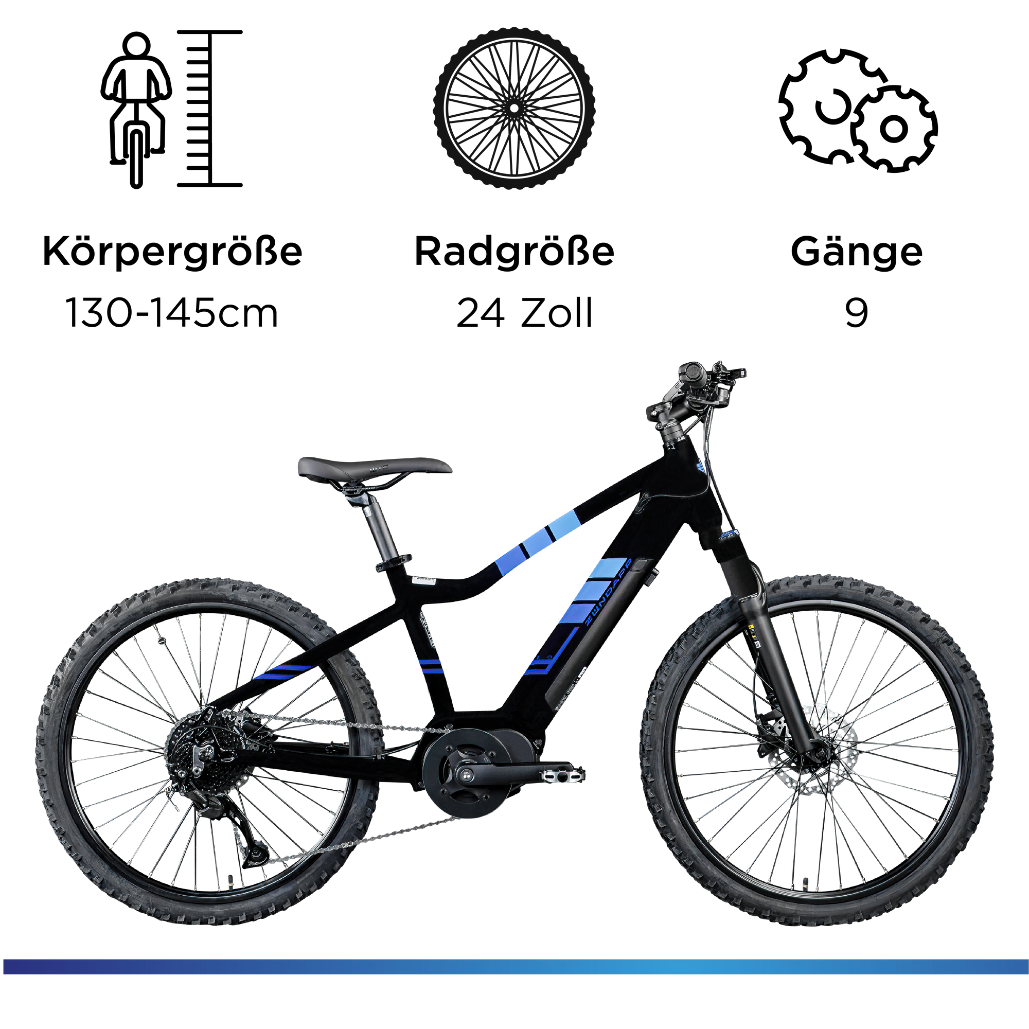 Zndapp Z240 E Bike Mountainbike 24 Zoll Elektro Bike 130-145 cm  Jugendliche ab ca. 8 Jahre Pedelec EMTB Fahrrad 9 Gang Mittelmotor online  kaufen bei Netto