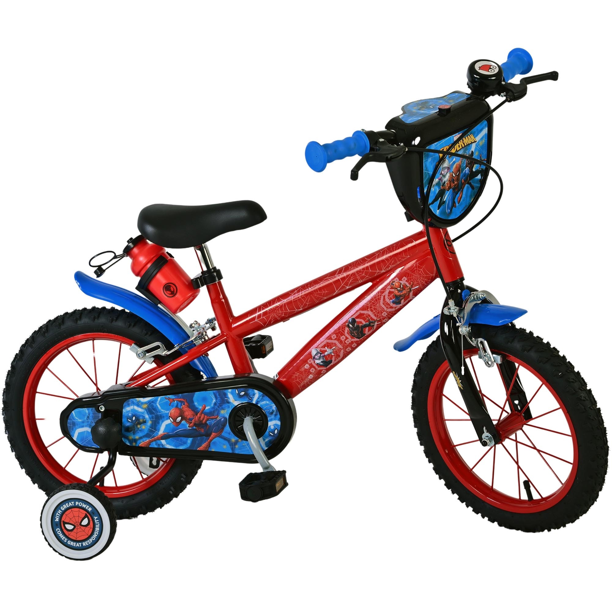 Spiderman Kinderfahrrad 14 Zoll Kinder Fahrrad 3 Jahre 100-115cm Kinderrad mit Stützräder und Kettenschutz