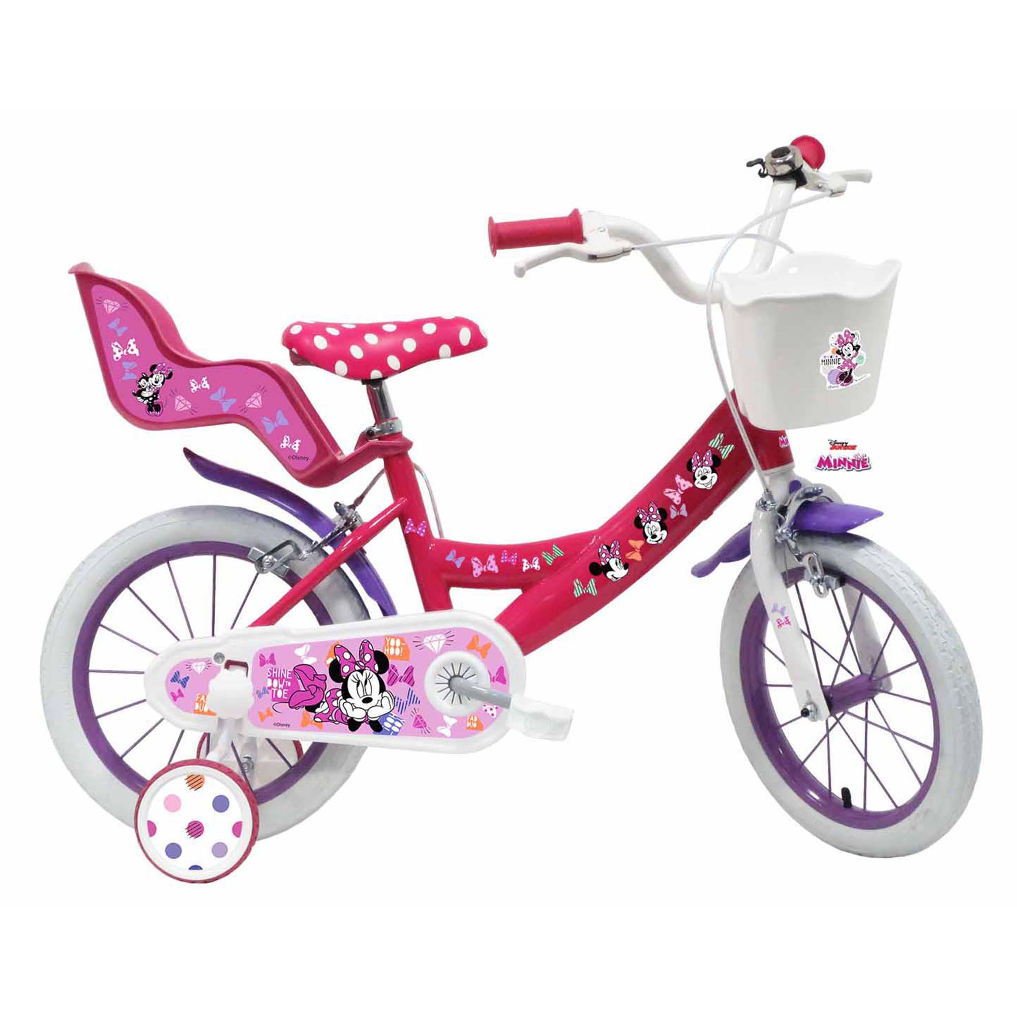 Disney Minnie Kinderfahrrad 14 Zoll Fahrrad f&uuml;r K&ouml;rpergr&ouml;&szlig;e 100 - 115 cm oder ab 3,5 Jahre mit Puppensitz und Korb - Bild 1